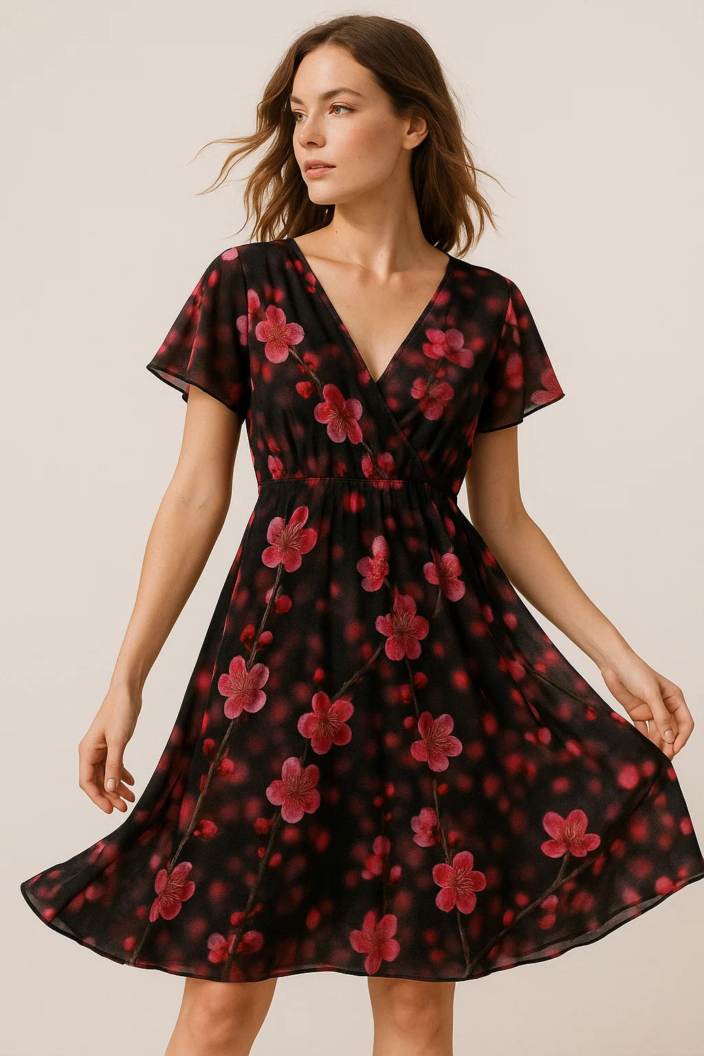 Tiny Pink Chintz Branch Digital Printed Fabric - Weightless