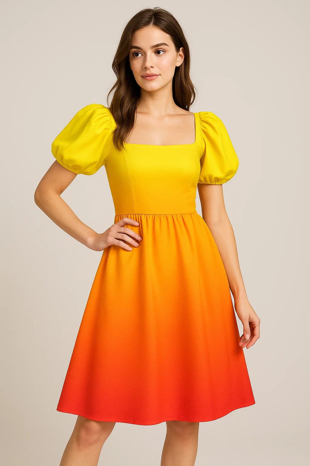 Decorative Yellow Gradient Combo Digital Printed Fabric - Weightless