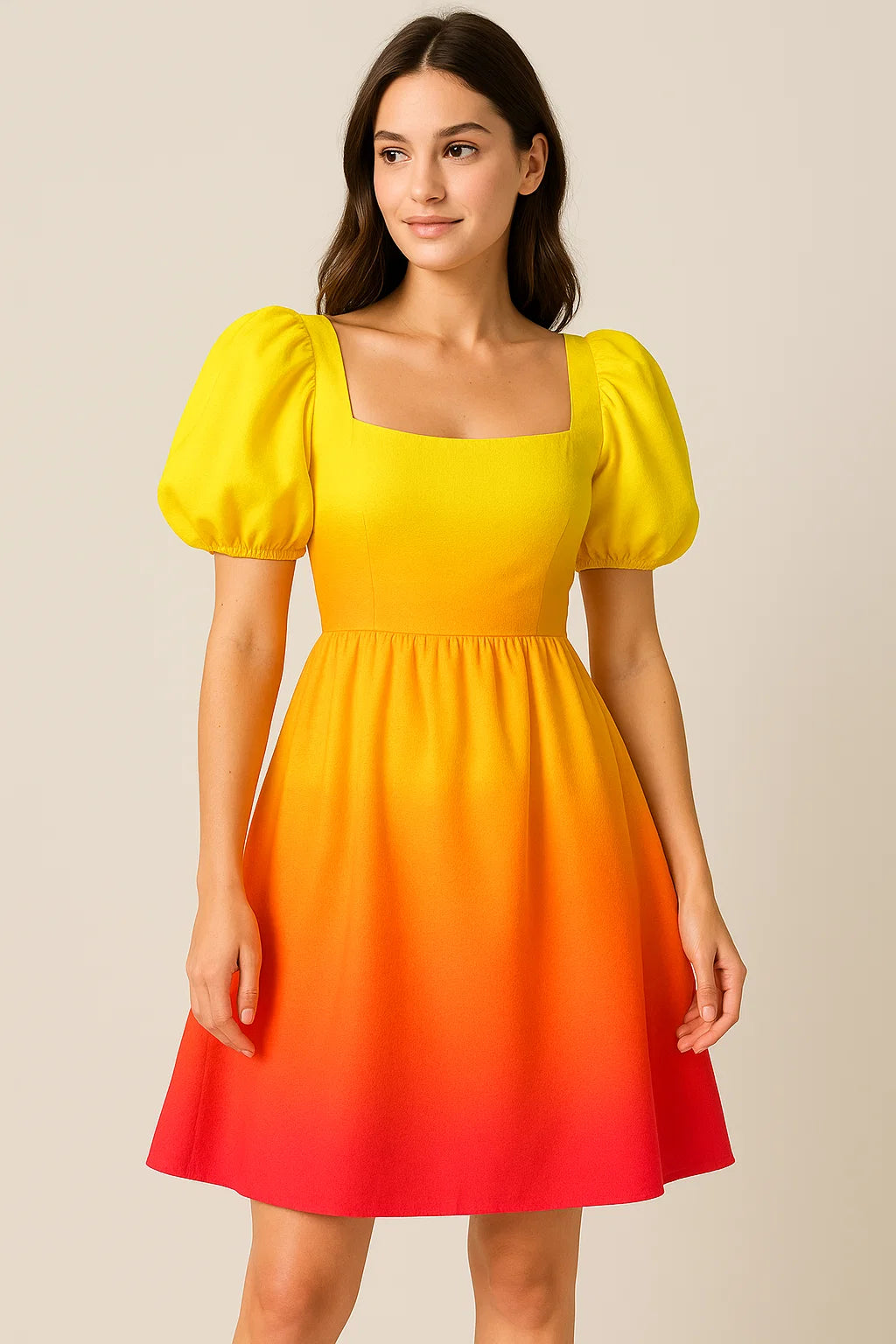 Decorative Yellow Gradient Combo Digital Printed Fabric - Weightless