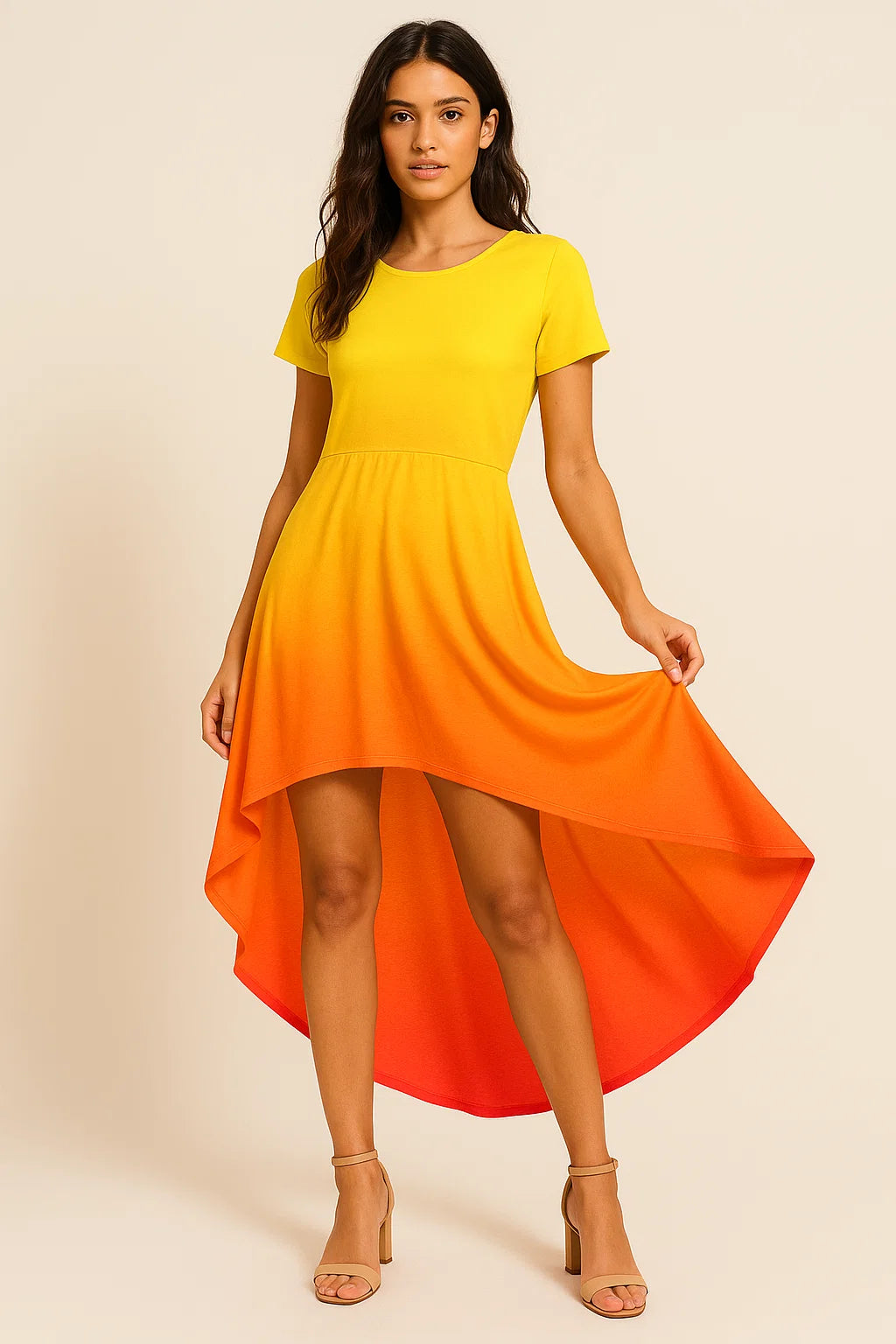 Decorative Yellow Gradient Combo Digital Printed Fabric - Weightless