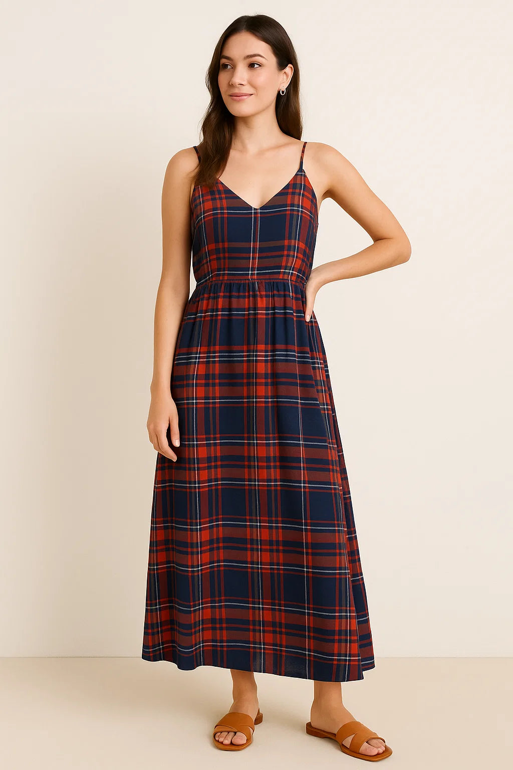 Morden Browny Checkered Digital Printed Fabric - Weightless