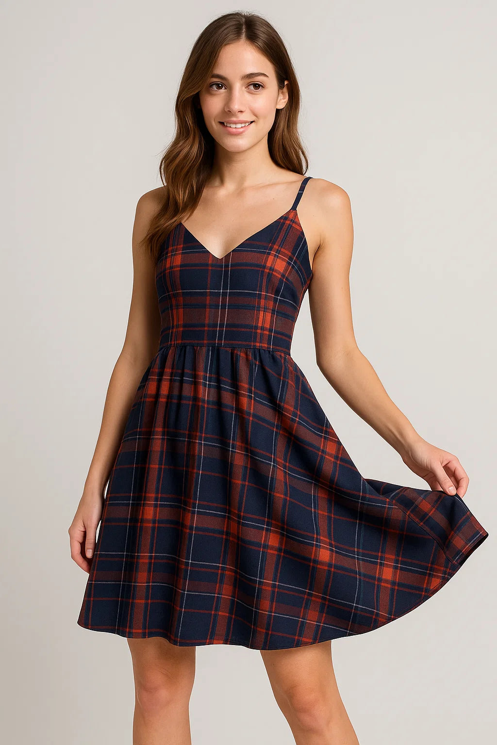 Morden Browny Checkered Digital Printed Fabric - Weightless