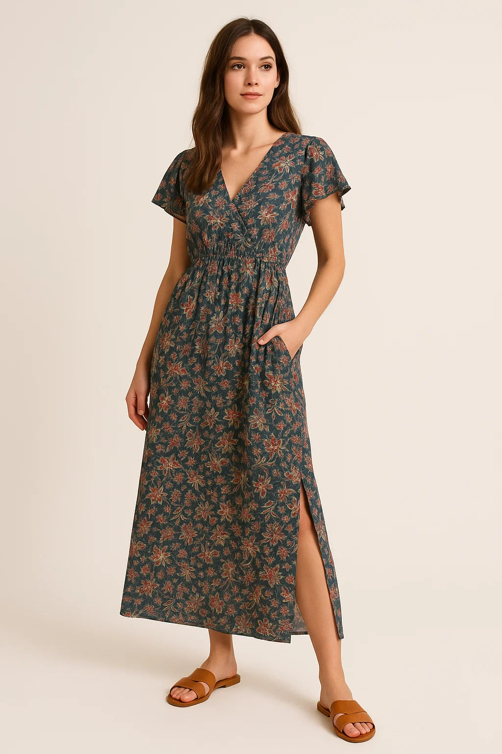 Decorative Jacobean Bluish Digital Printed Fabric - Weightless