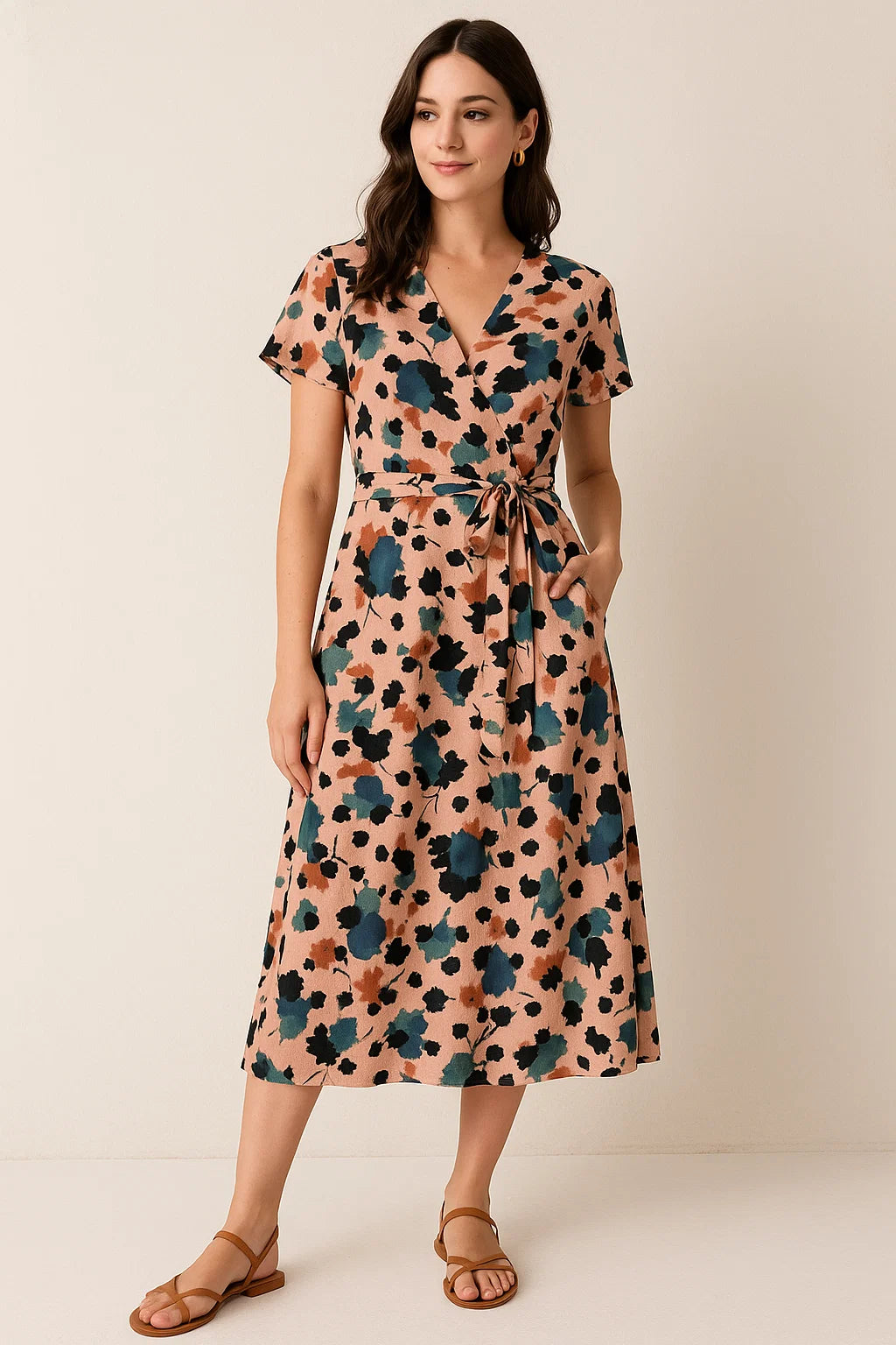 Watercolour Spot With Flower Digital Printed Fabric - Weightless