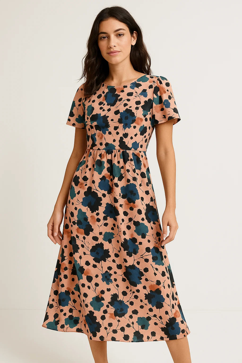 Watercolour Spot With Flower Digital Printed Fabric - Weightless