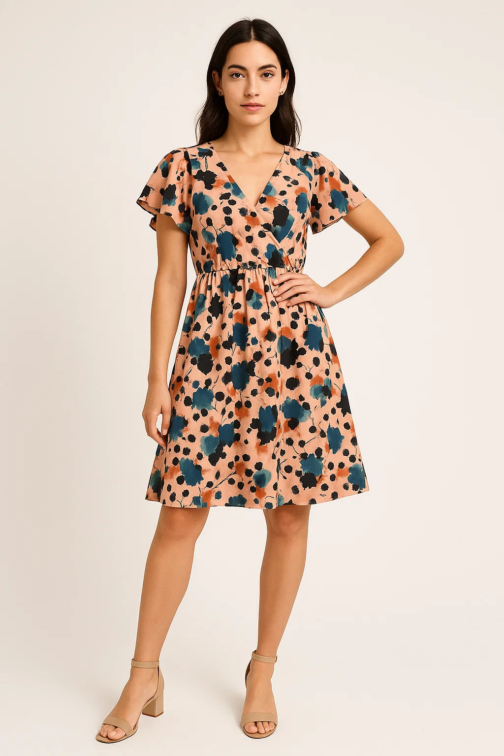 Watercolour Spot With Flower Digital Printed Fabric - Weightless