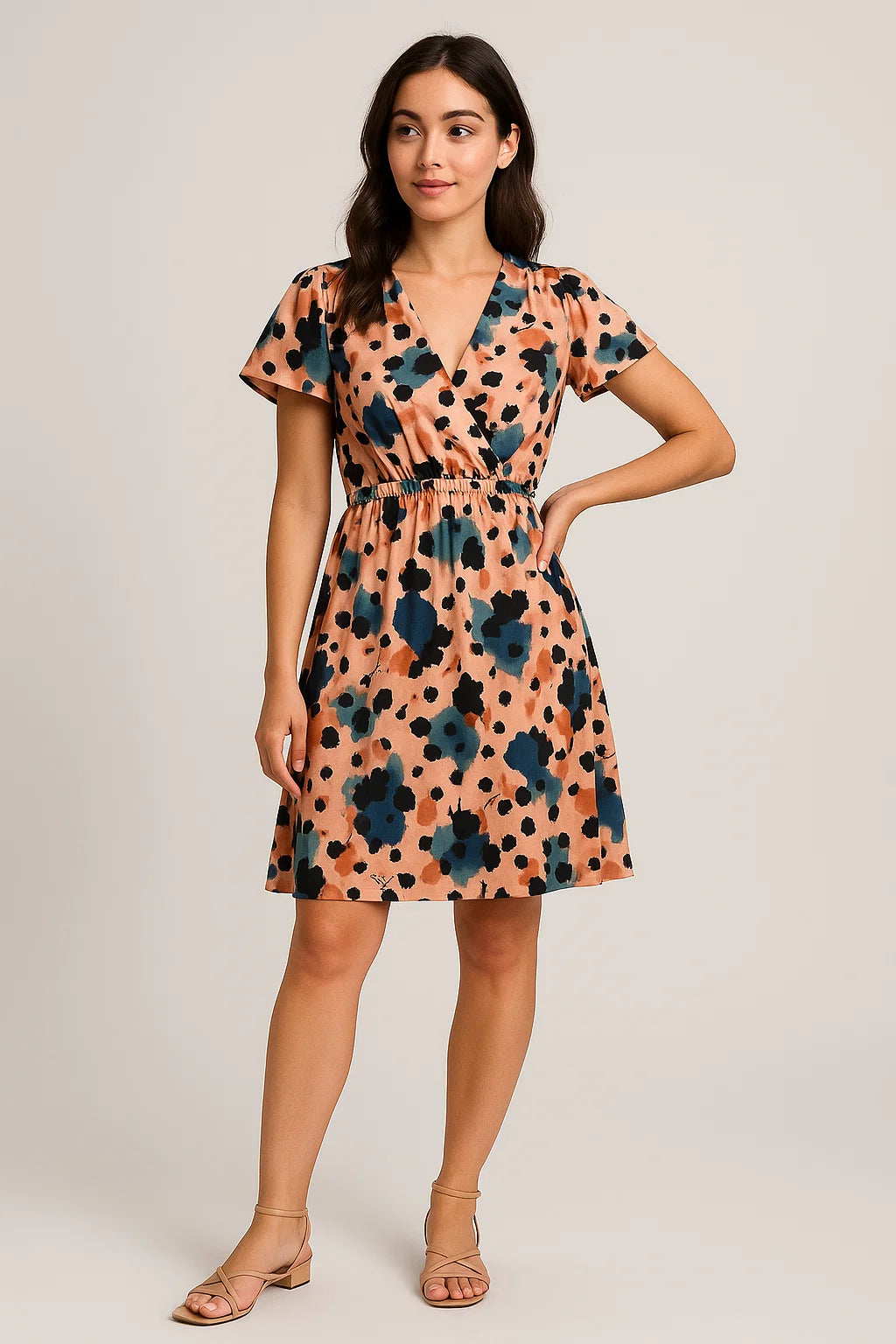 Watercolour Spot With Flower Digital Printed Fabric - Weightless