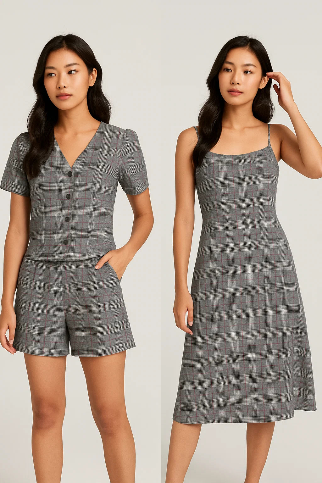 Tiny Strips Glen Checks Digital Printed Fabric - Weightless