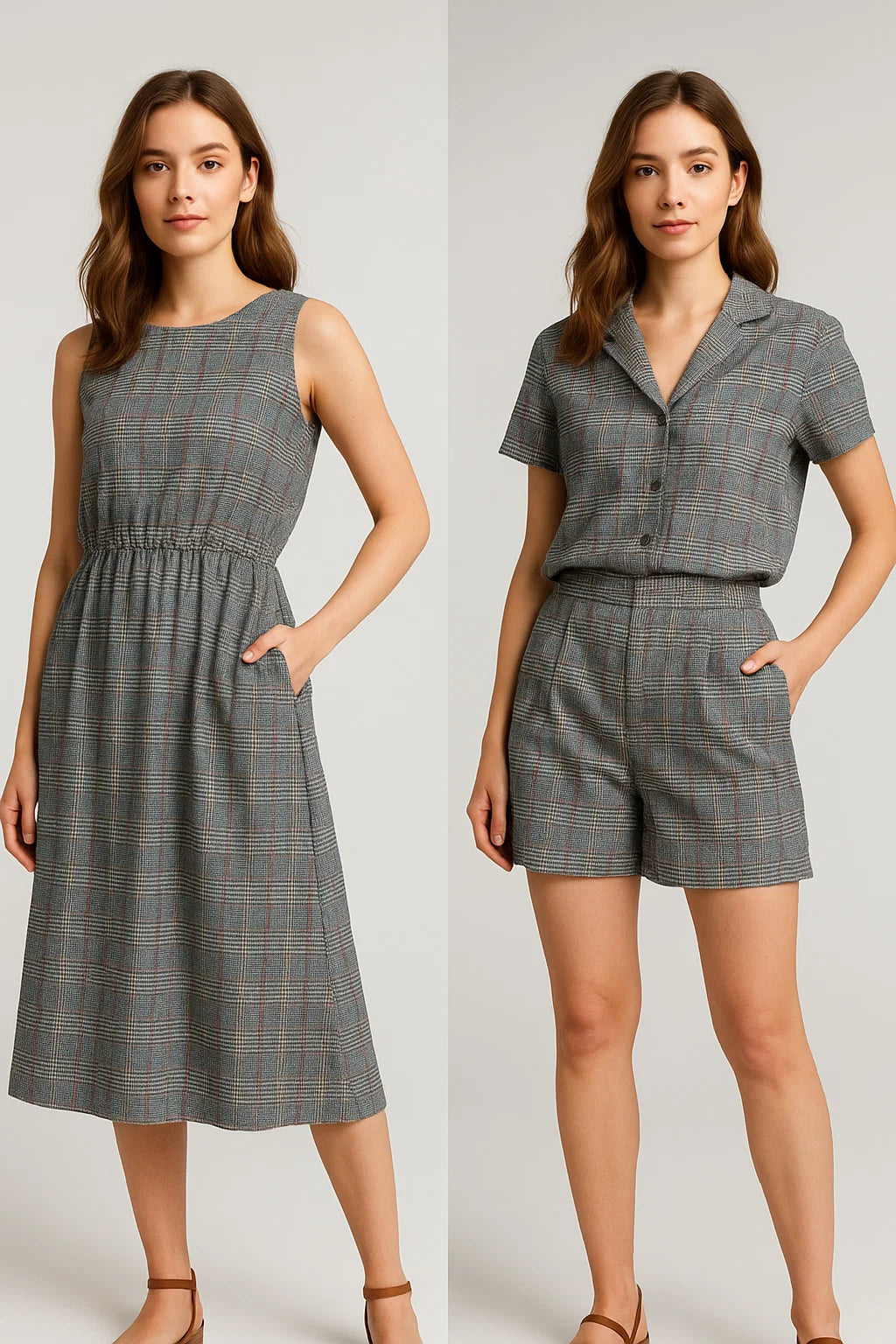 Tiny Strips Glen Checks Digital Printed Fabric - Weightless