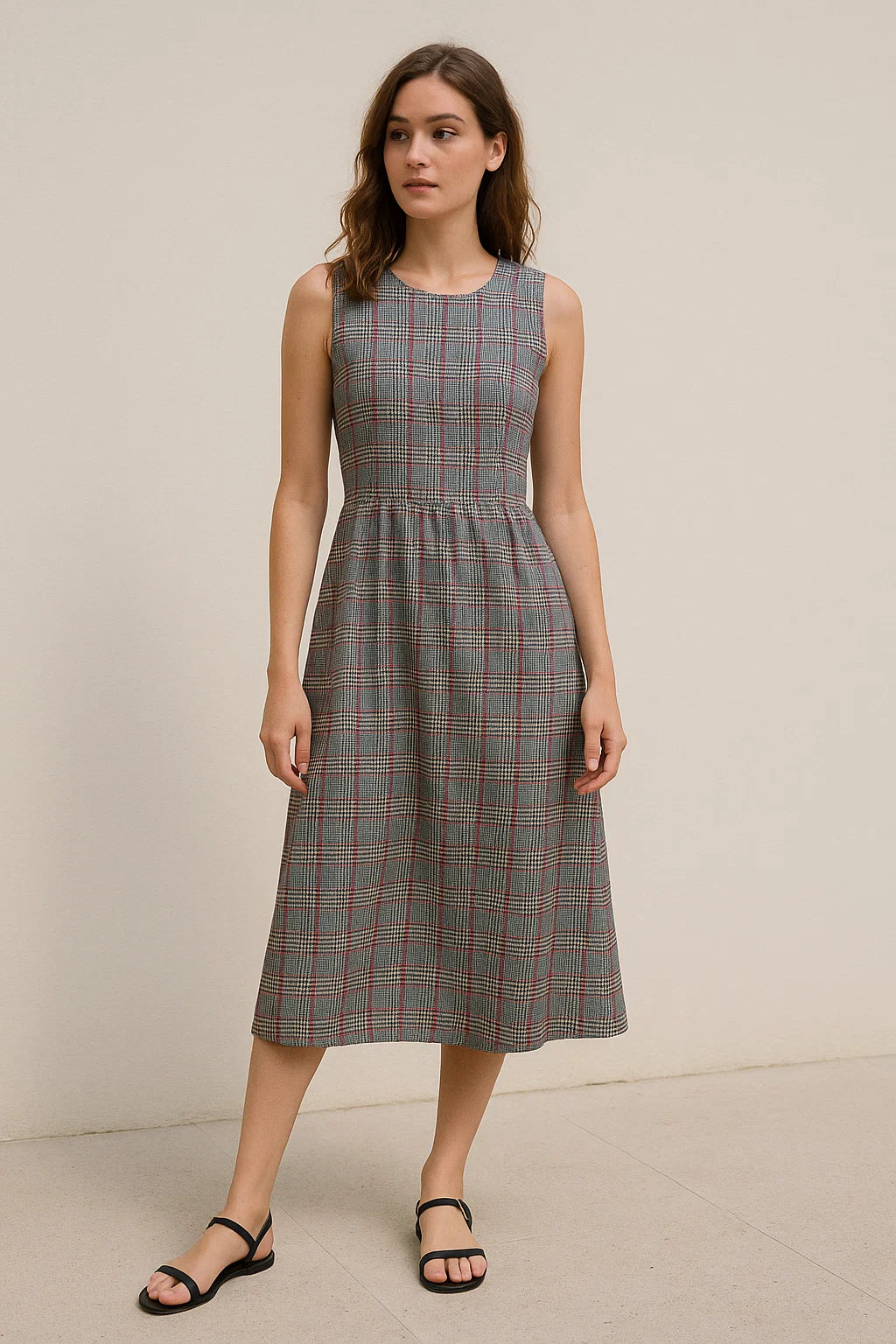 Tiny Strips Glen Checks Digital Printed Fabric - Weightless