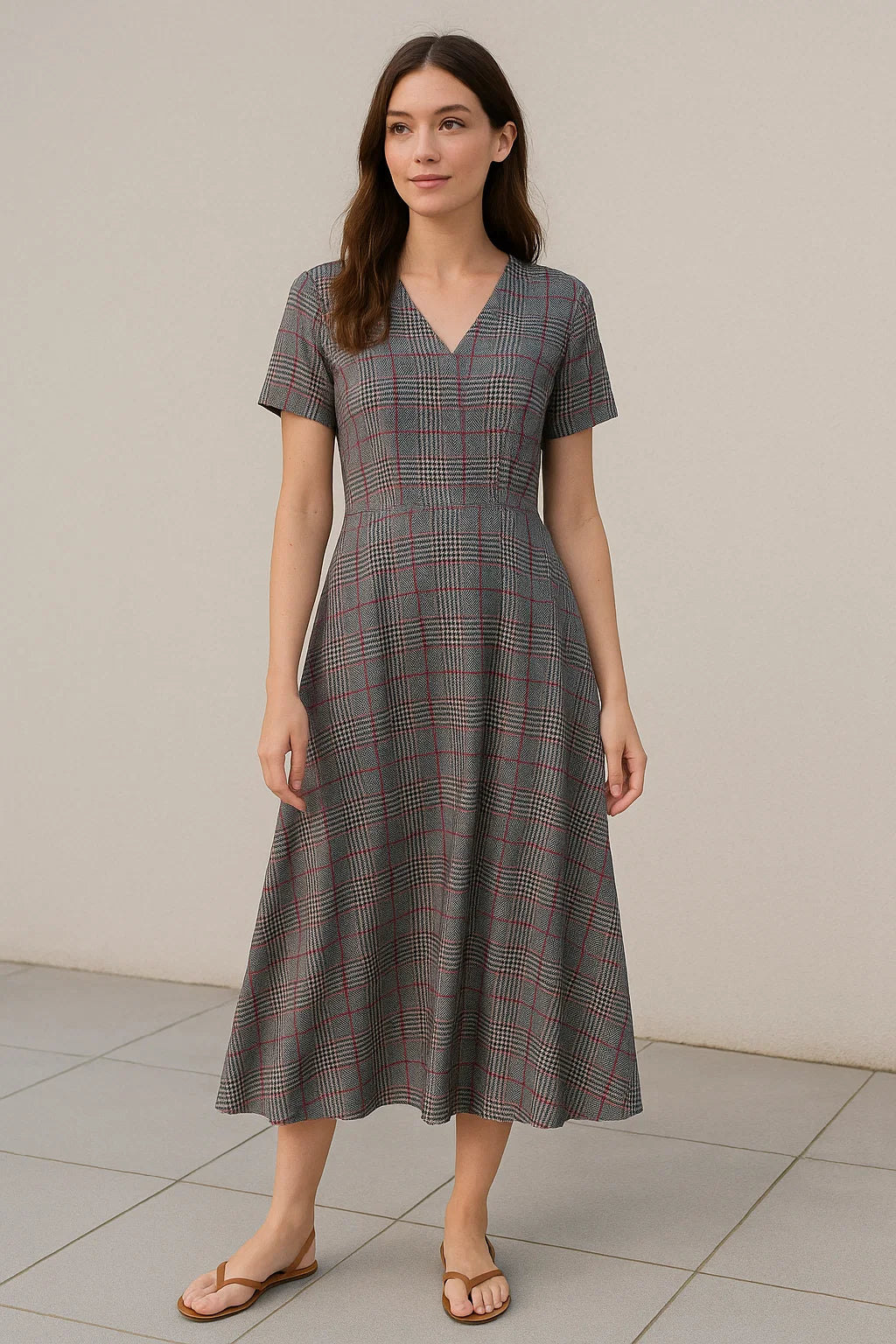 Tiny Strips Glen Checks Digital Printed Fabric - Weightless