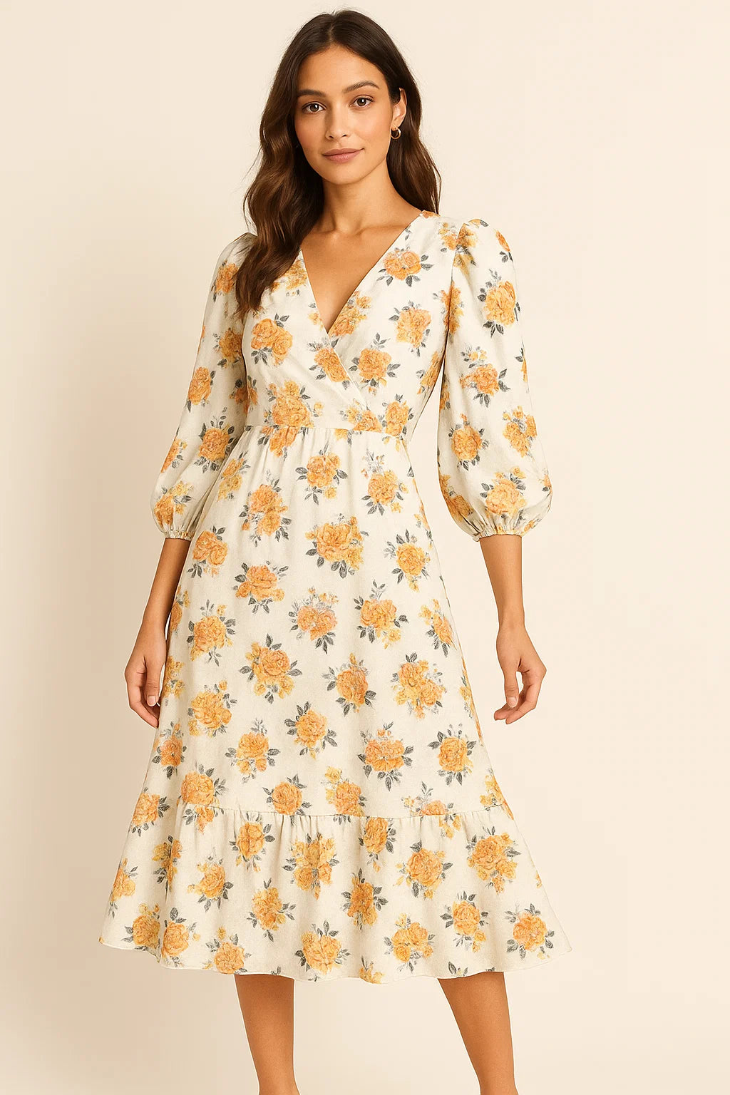 Yellow Lonicera Grey Leafs Digital Printed Fabric - Weightless