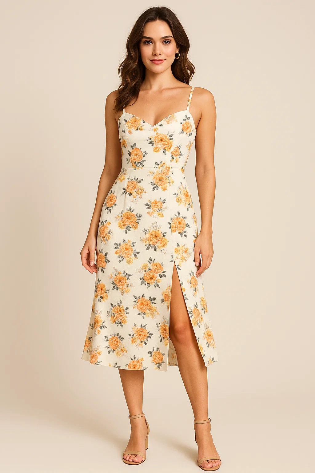 Yellow Lonicera Grey Leafs Digital Printed Fabric - Weightless