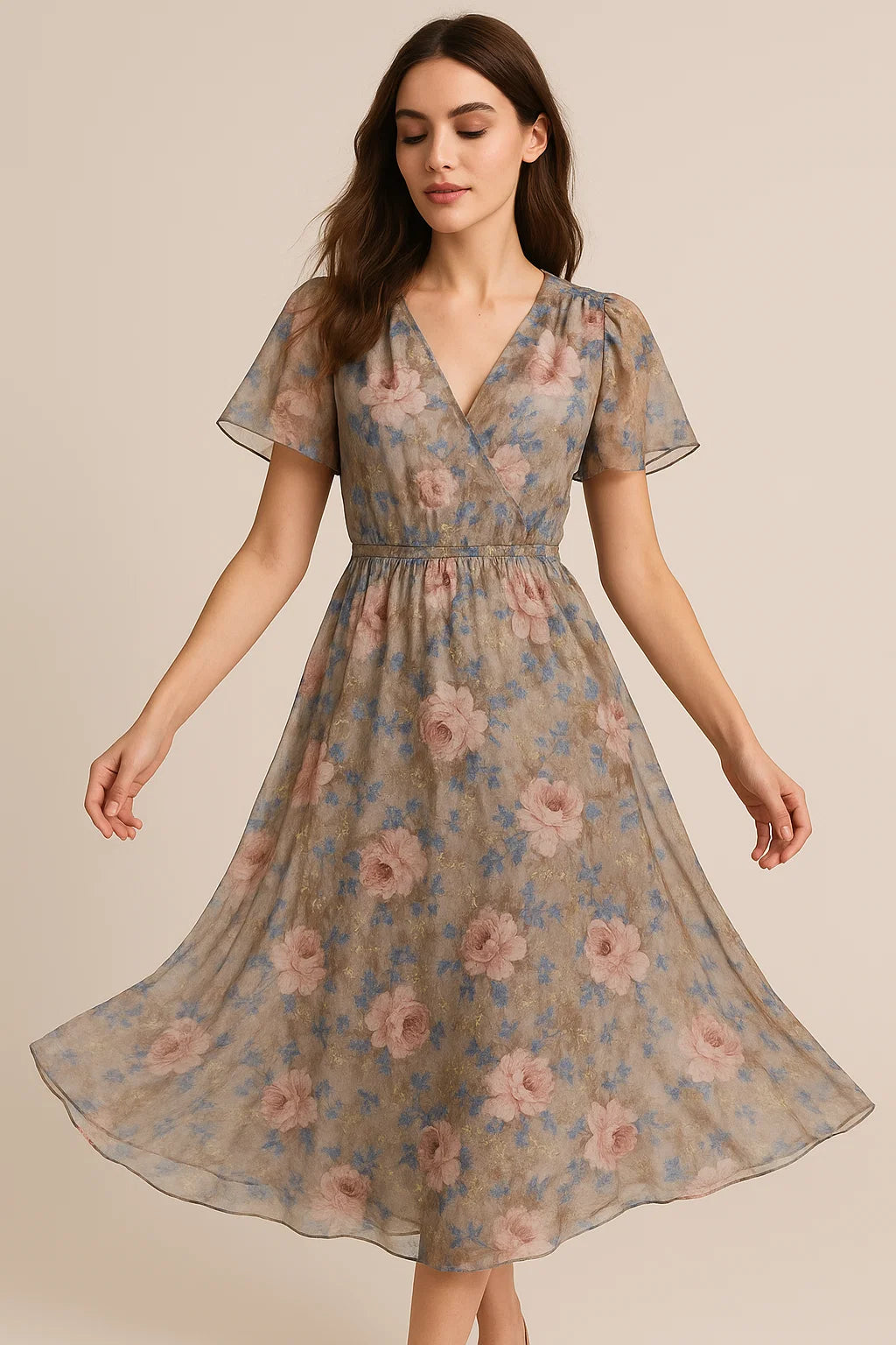 Oil Painted Cool Tiny Magnolia Digital Printed Fabric - Weightless