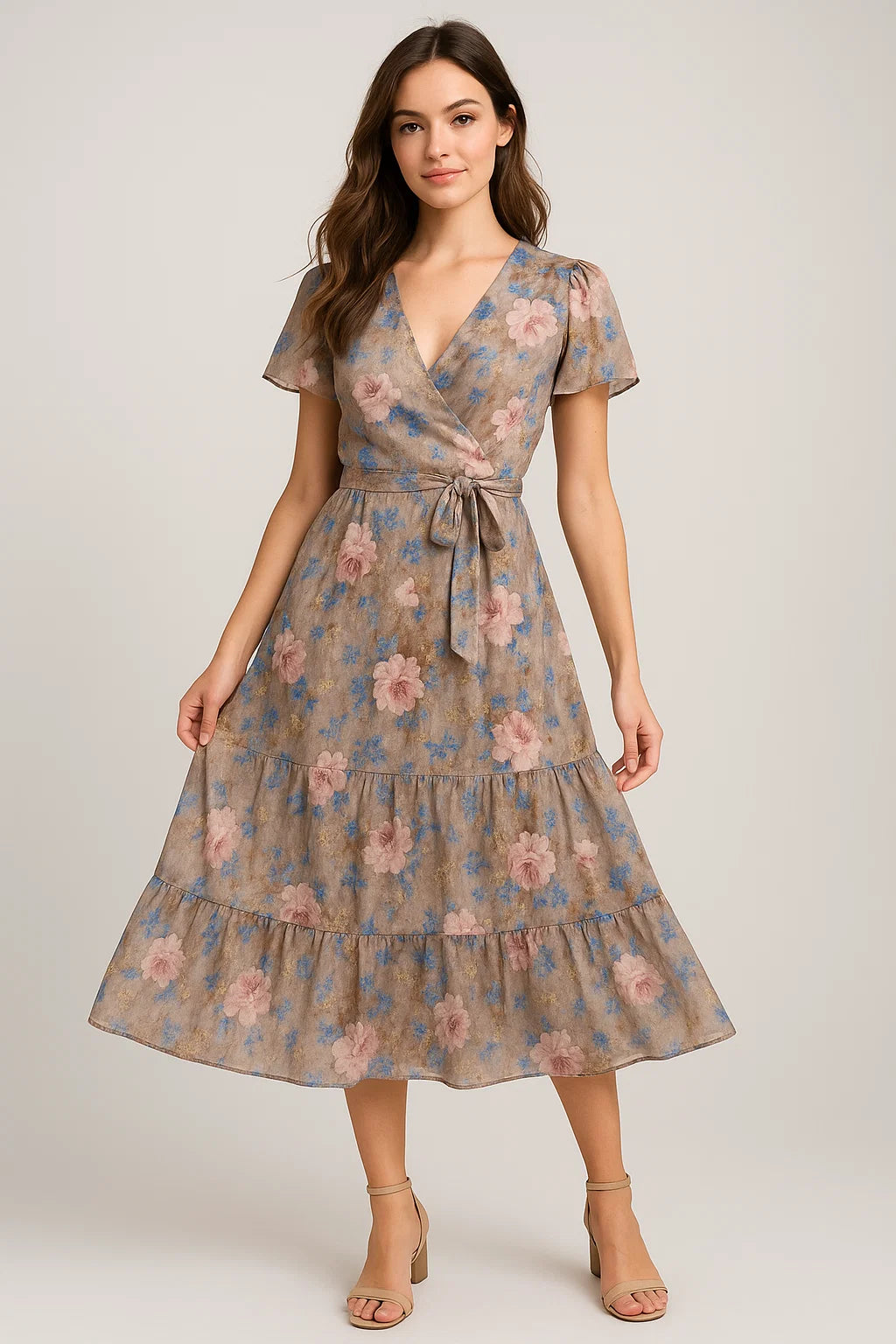 Oil Painted Cool Tiny Magnolia Digital Printed Fabric - Weightless