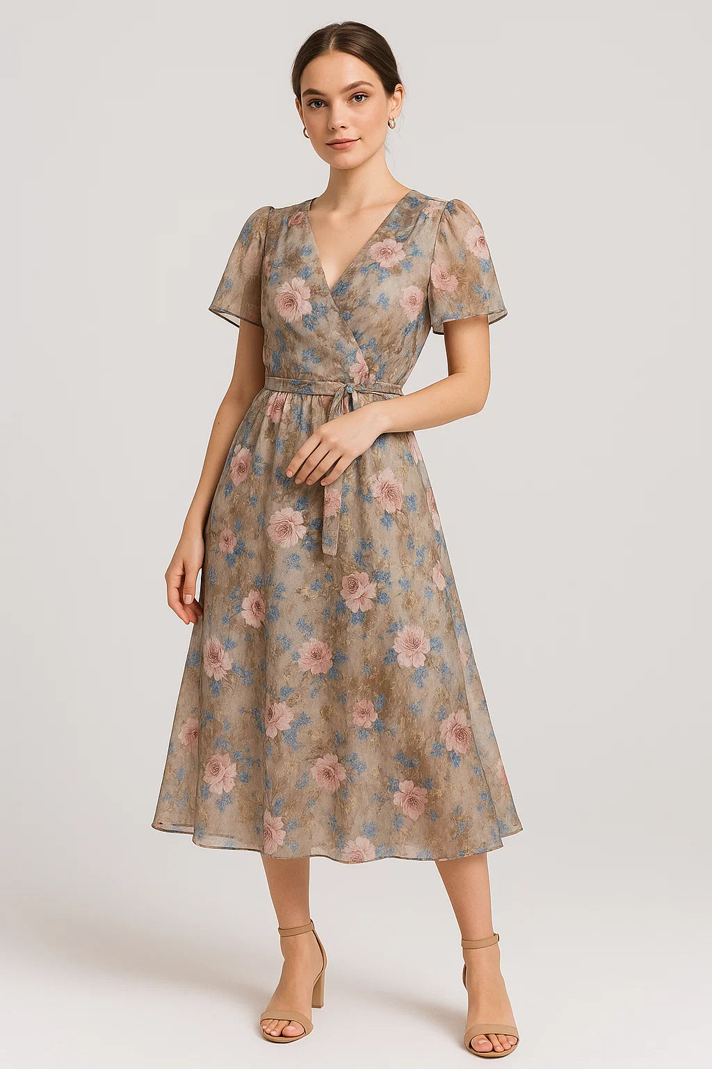 Oil Painted Cool Tiny Magnolia Digital Printed Fabric - Weightless