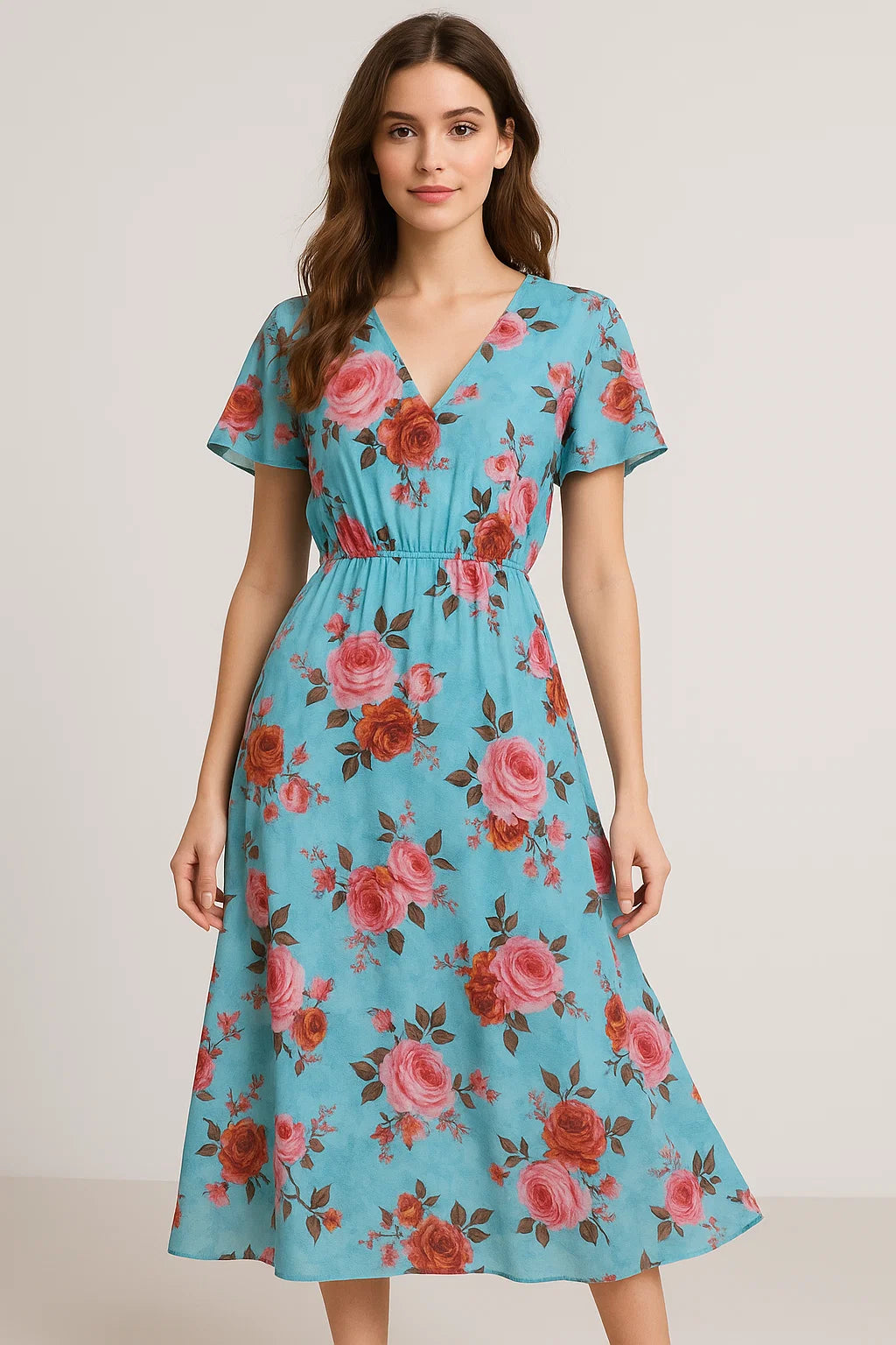 Blissful Pink Roses Digital Printed Fabric - Weightless