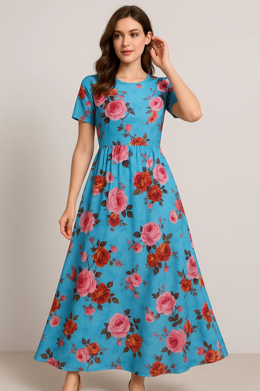 Blissful Pink Roses Digital Printed Fabric - Weightless