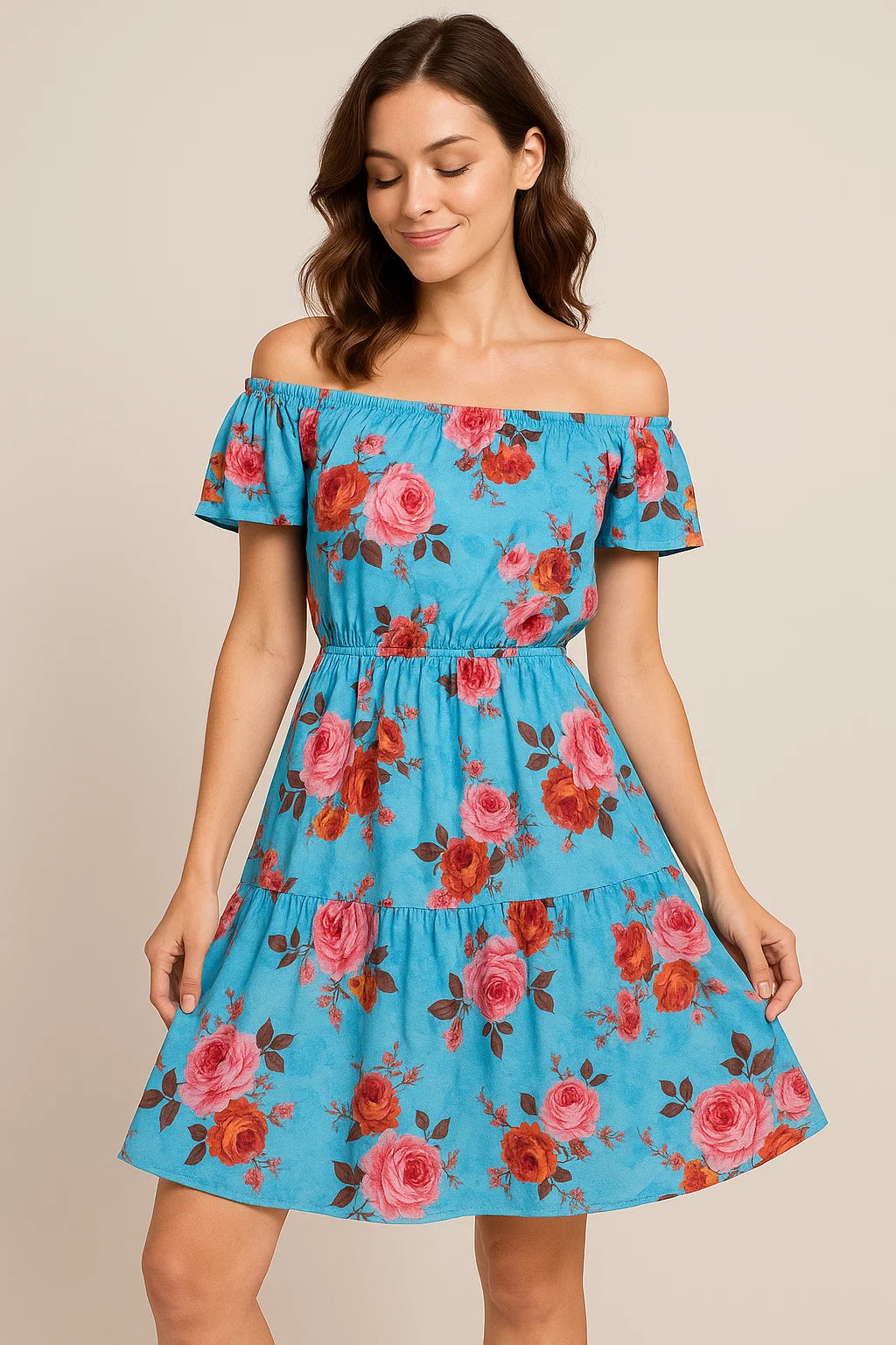 Blissful Pink Roses Digital Printed Fabric - Weightless