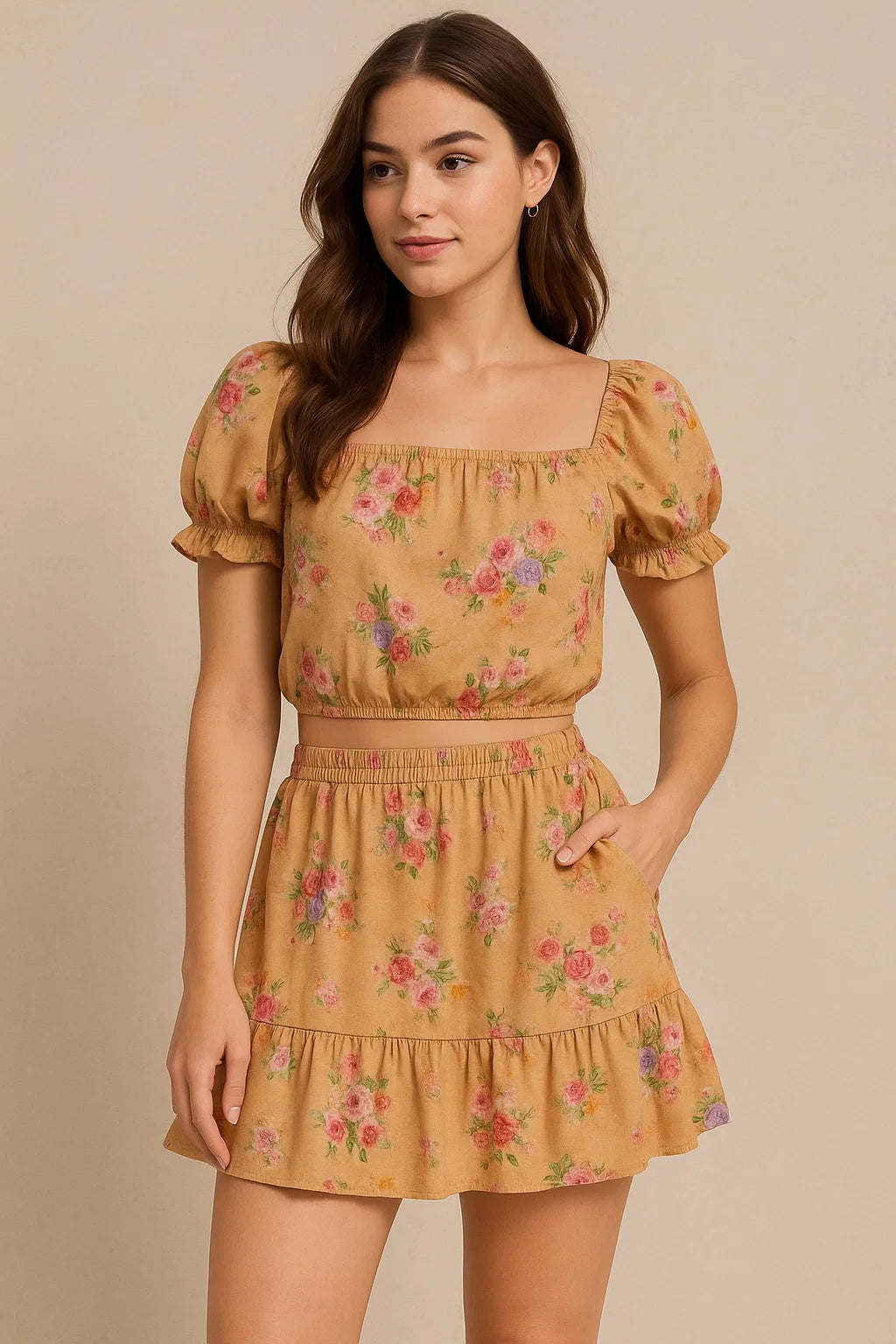 Chintz Pink Florish Flower Digital Printed Fabric - Weightless