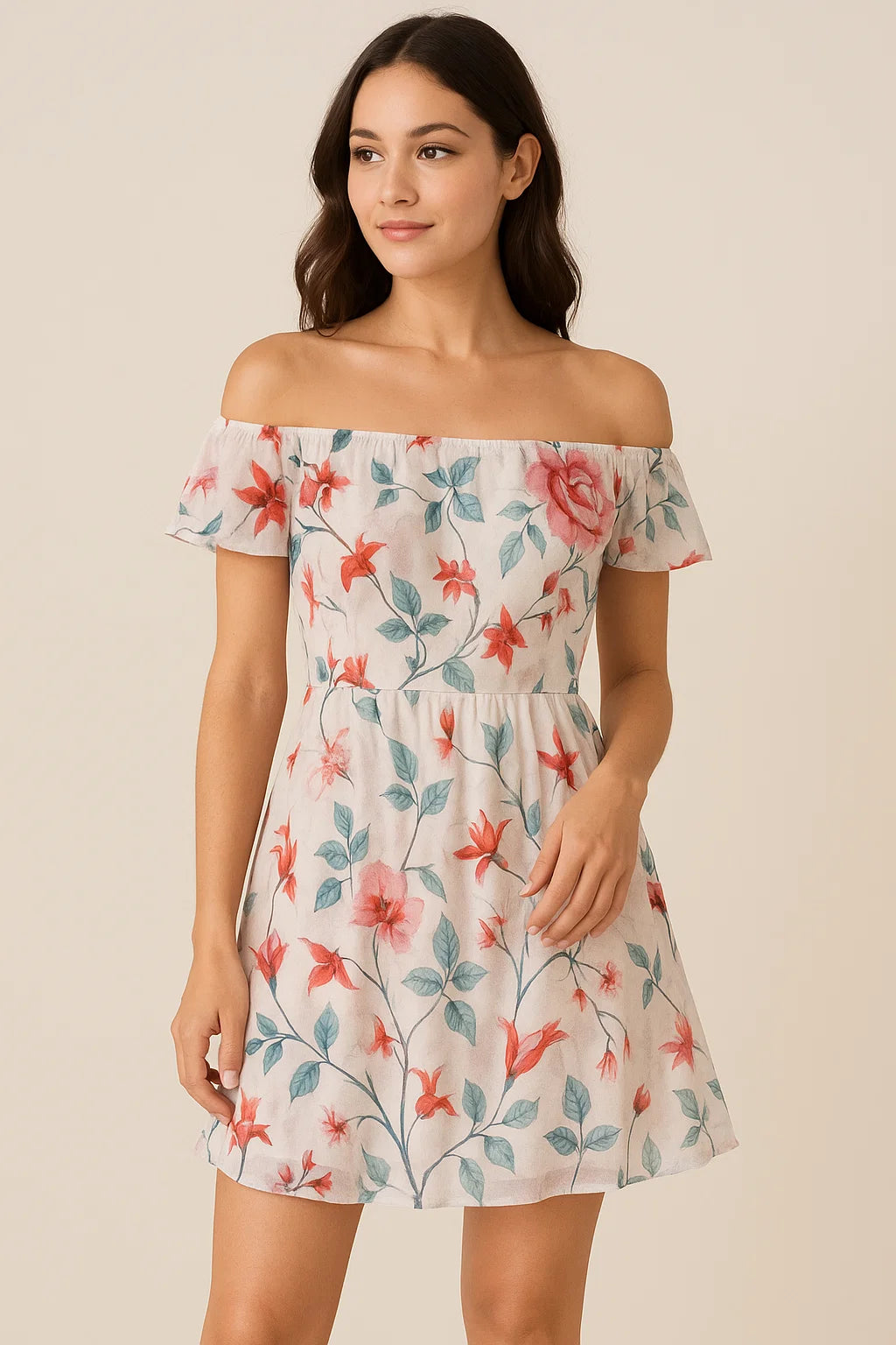 Beautiful Ditsy Red Rose With Lavender Rose  - Weightless