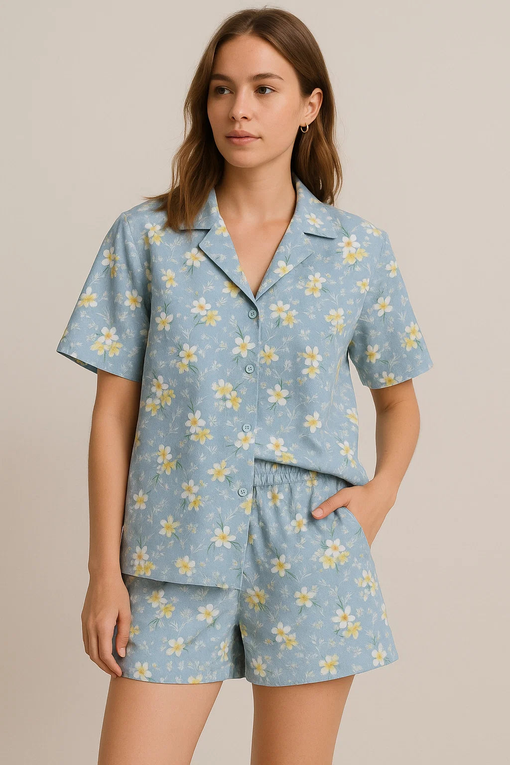 Beautiful White Jasmine Valley Flower Digital Printed Fabric - Weightless