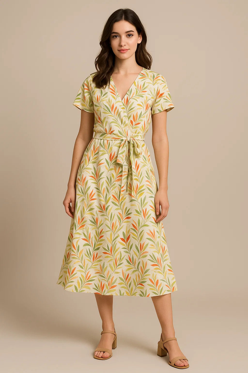 Hand Painted Leaves Allover Digital Printed Fabric  - Weightless