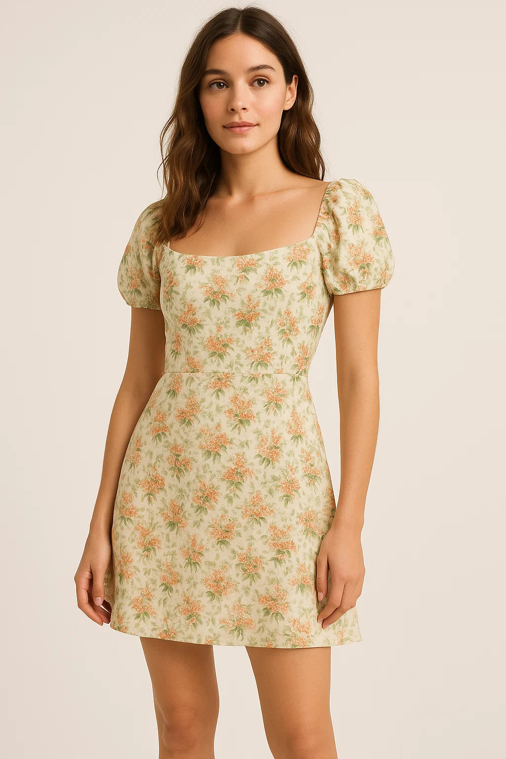 Painted Orange Flower Chintz Digital Printed Fabric  - Weightless