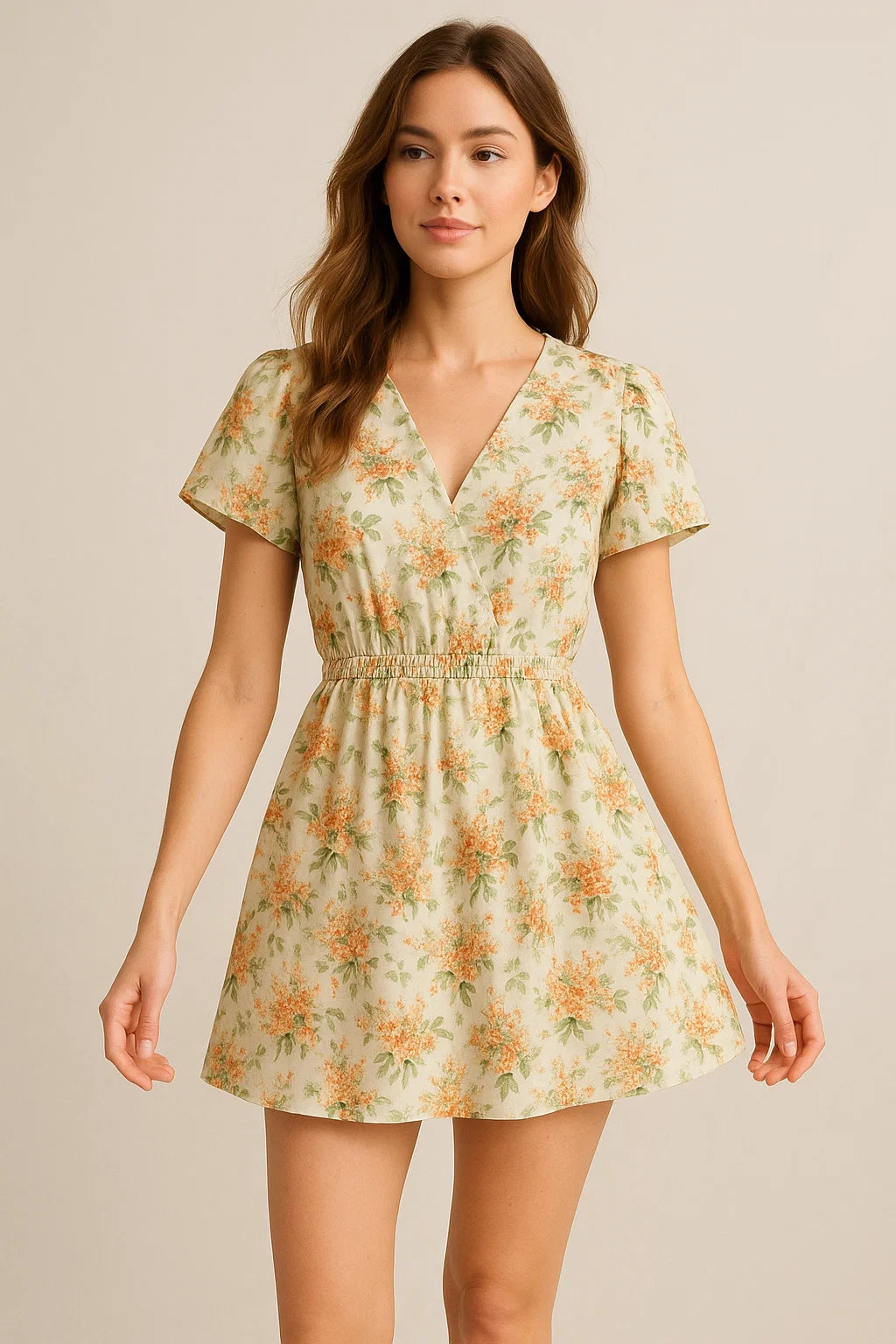 Painted Orange Flower Chintz Digital Printed Fabric  - Weightless