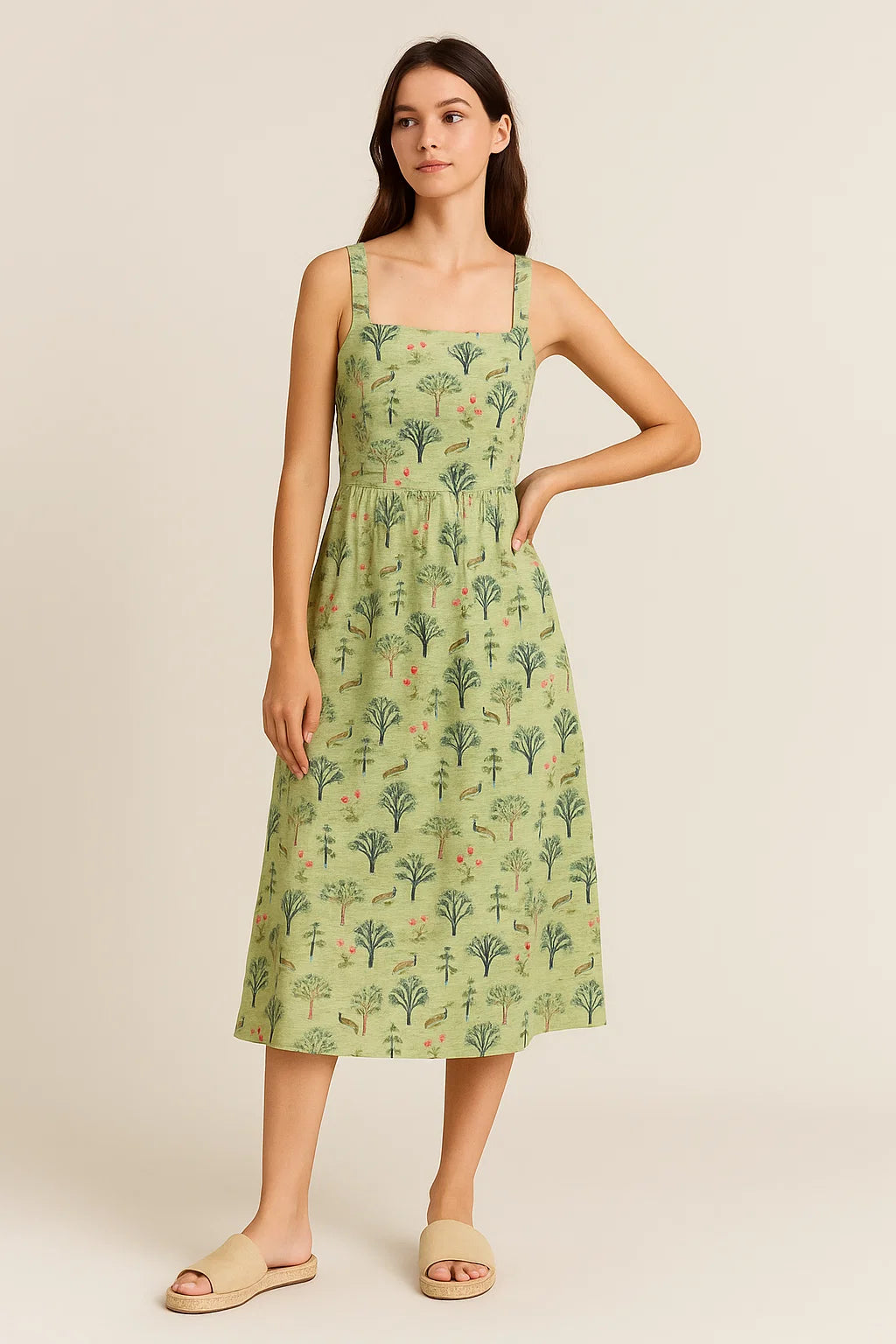 Pista Chinoiserie With Birds Digital Printed Fabric - Weightless