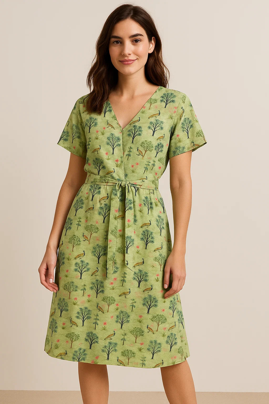 Pista Chinoiserie With Birds Digital Printed Fabric - Weightless