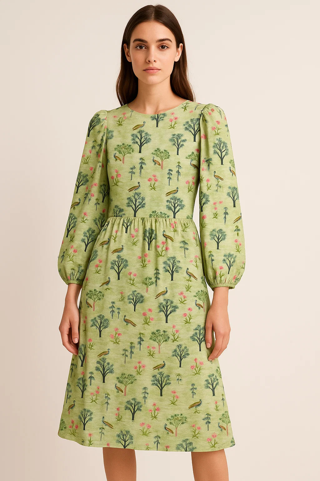 Pista Chinoiserie With Birds Digital Printed Fabric - Weightless