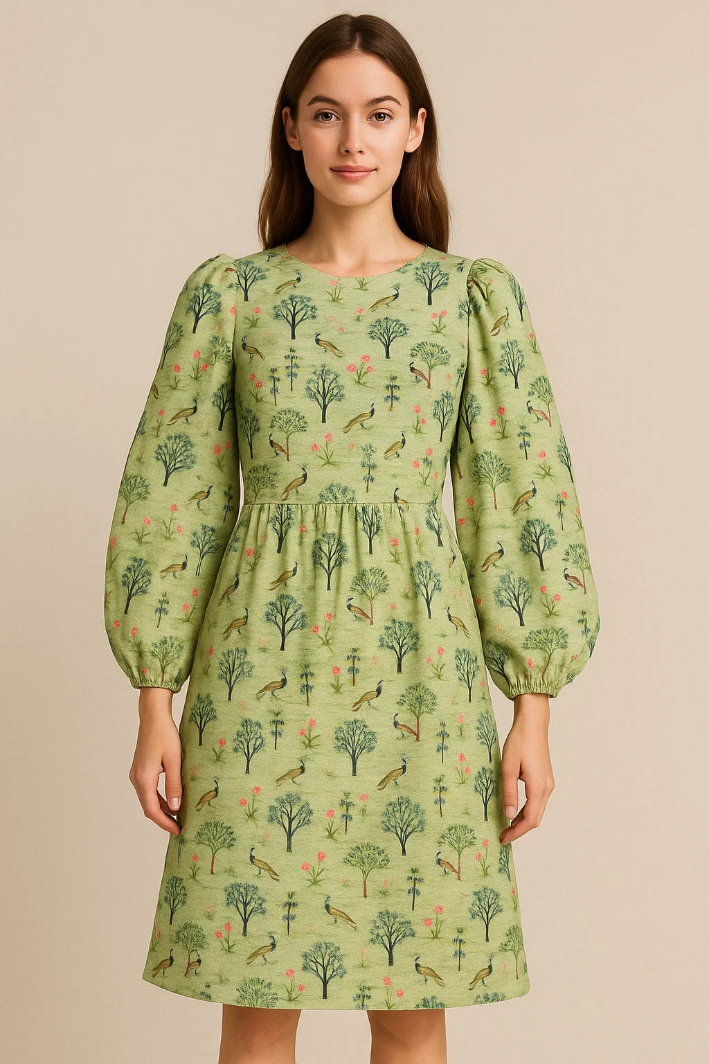 Pista Chinoiserie With Birds Digital Printed Fabric - Weightless