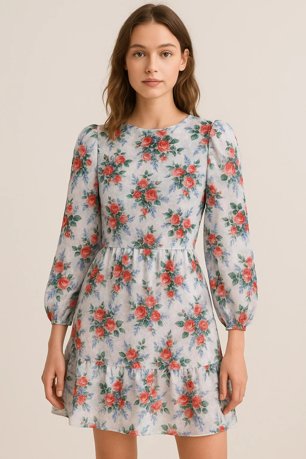 Red Rose Bunch Repeat Digital Printed Fabric - Weightless