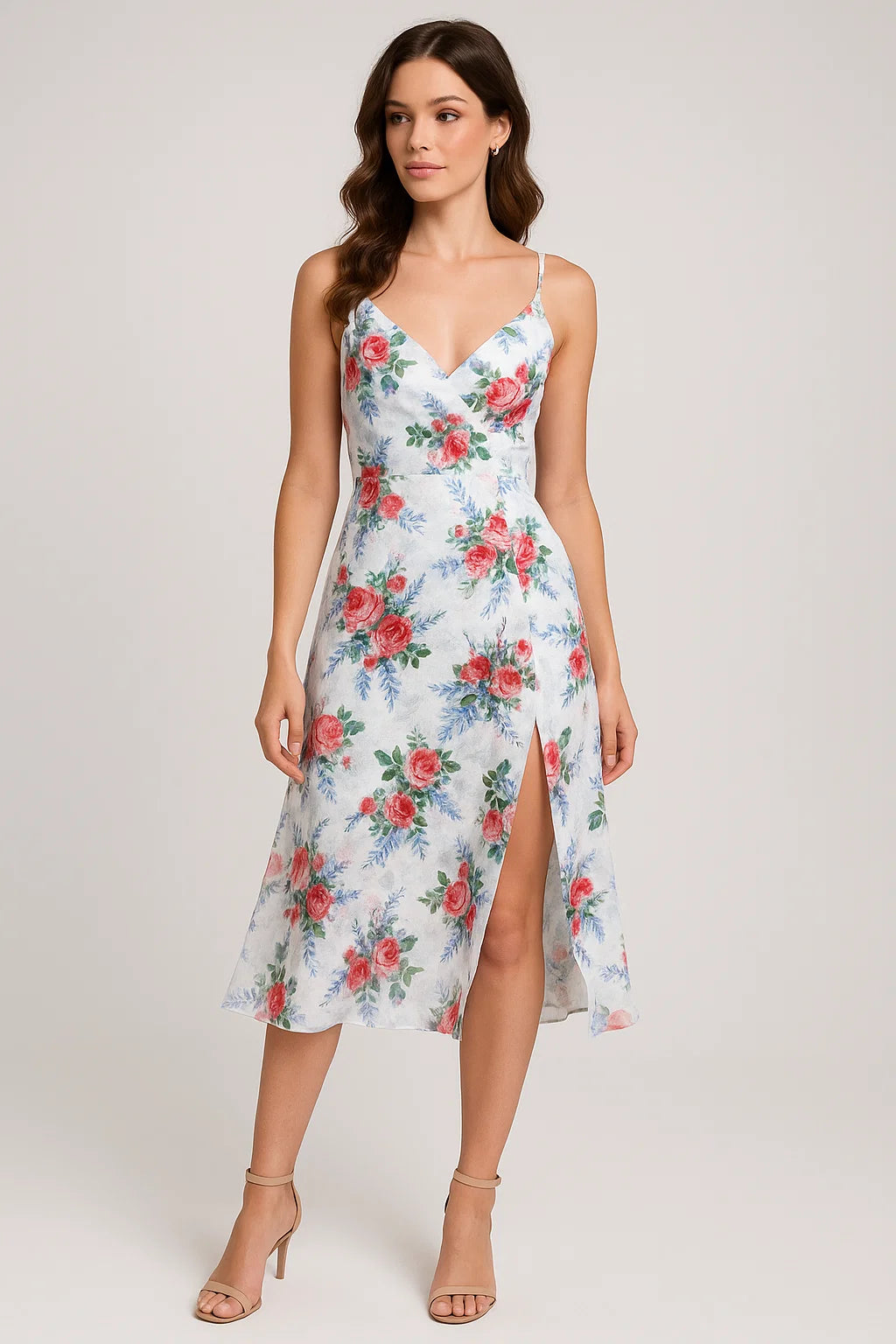 Red Rose Bunch Repeat Digital Printed Fabric - Weightless