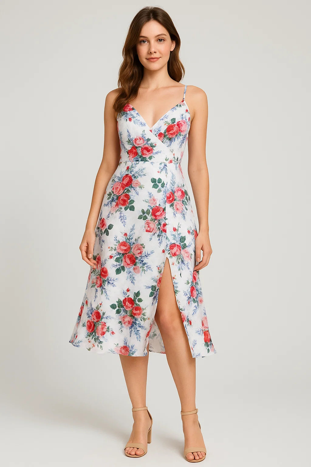 Red Rose Bunch Repeat Digital Printed Fabric - Weightless