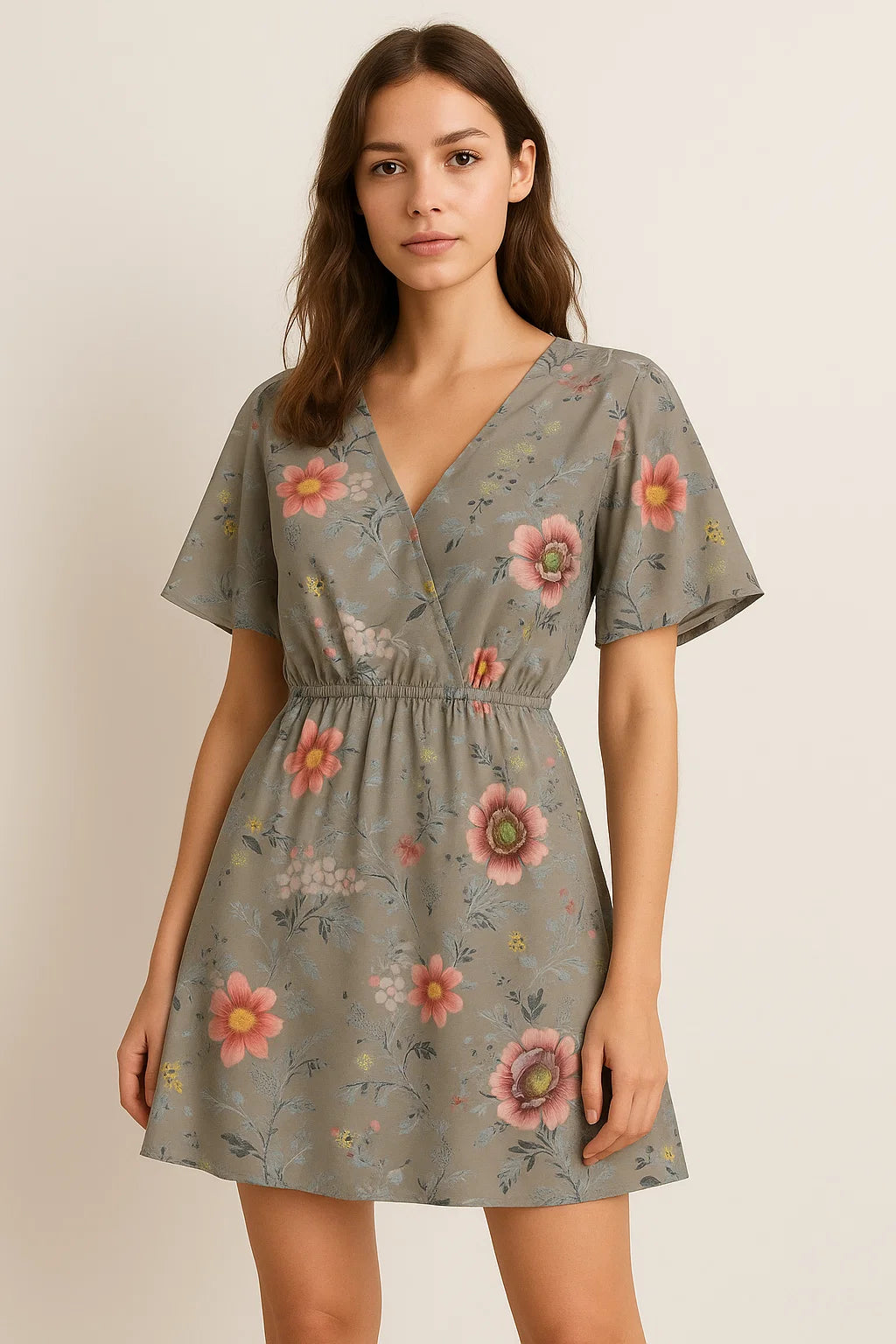 Vintage Flower Bunch Digital Printed Fabric - Weightless