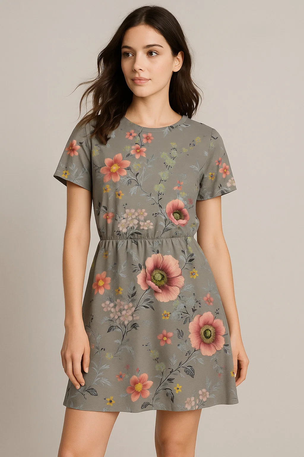 Vintage Flower Bunch Digital Printed Fabric - Weightless