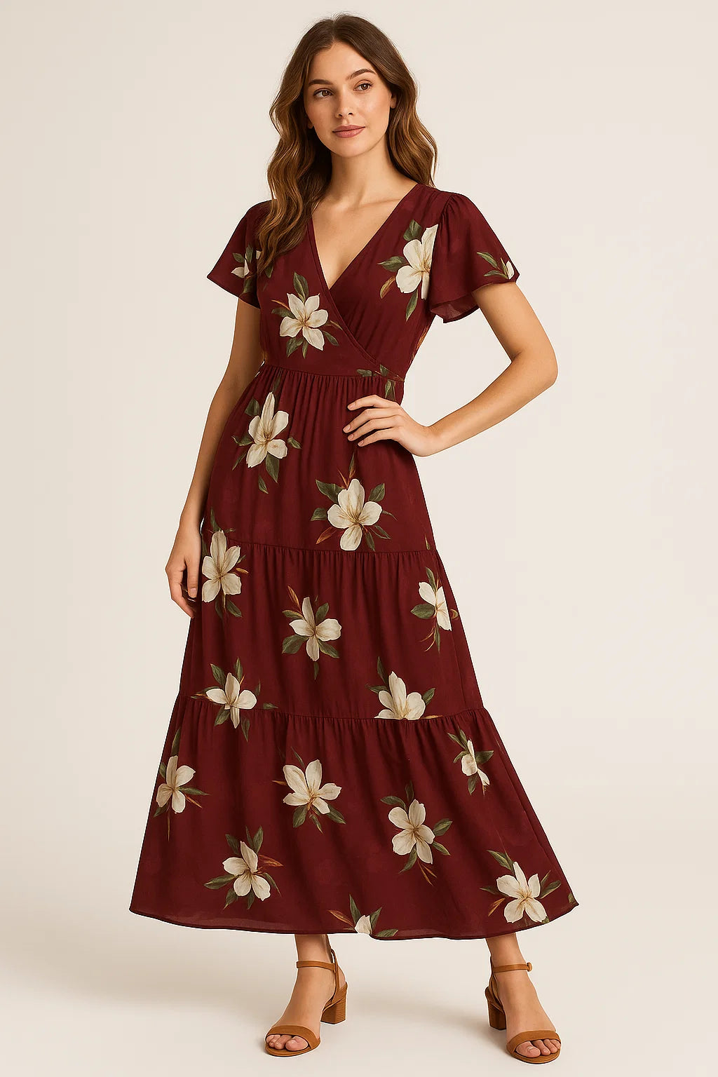 Big White Flower Repeat Digital Printed Fabric - Weightless