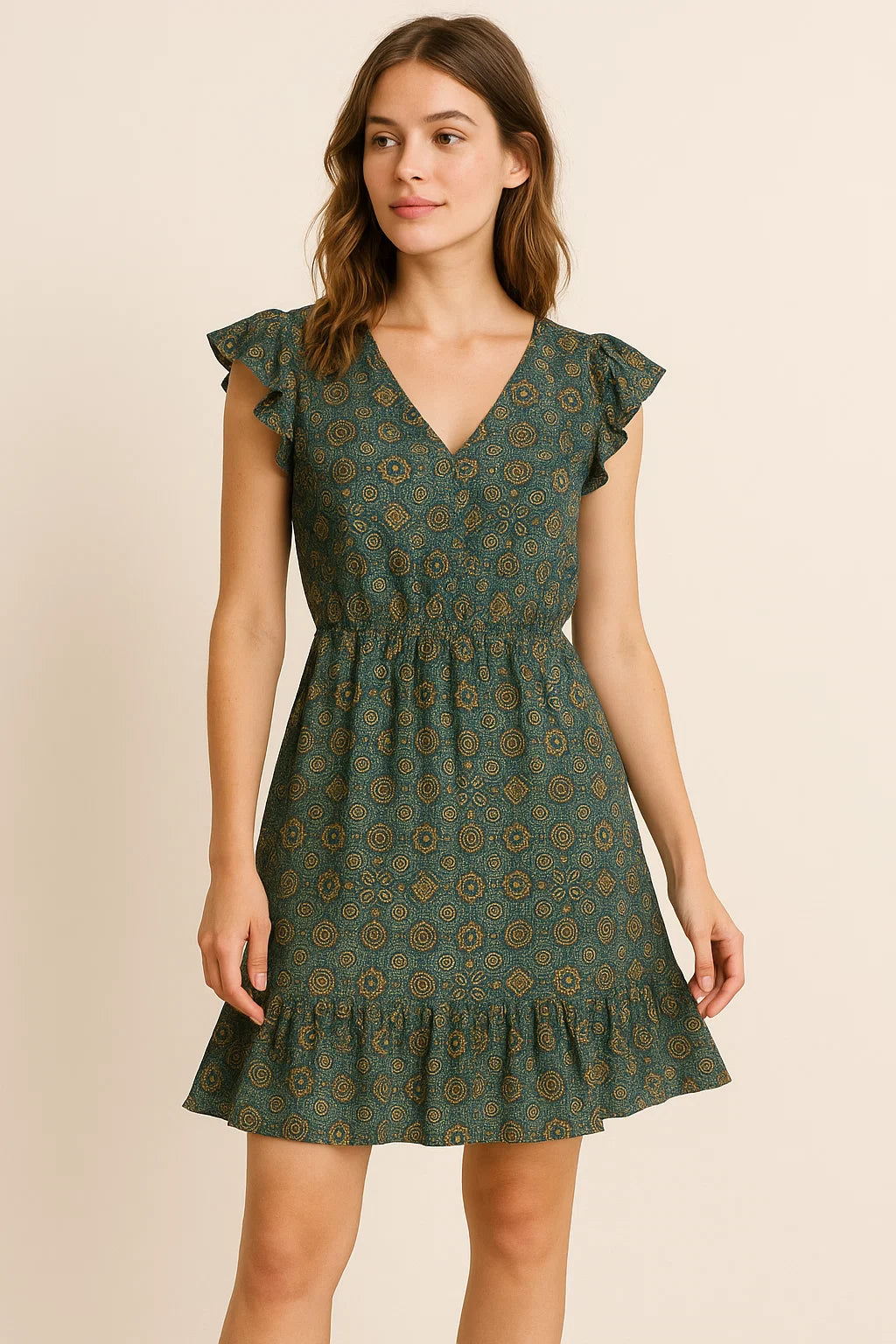 Stylized Medallion Motif Digital Printed Fabric - Weightless