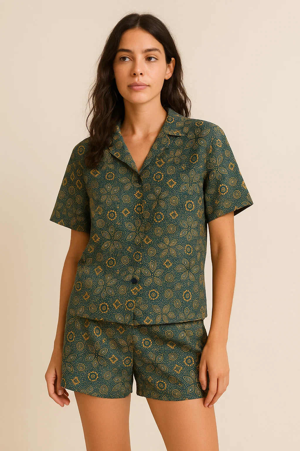 Stylized Medallion Motif Digital Printed Fabric - Weightless