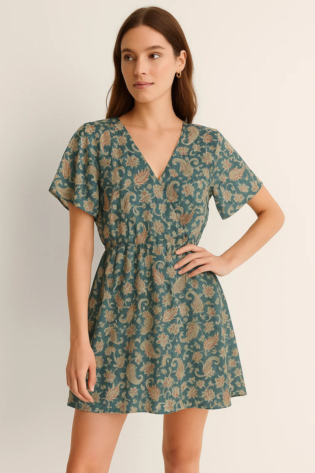 Multi color Paisley Over Blue Base Digital Printed Fabric