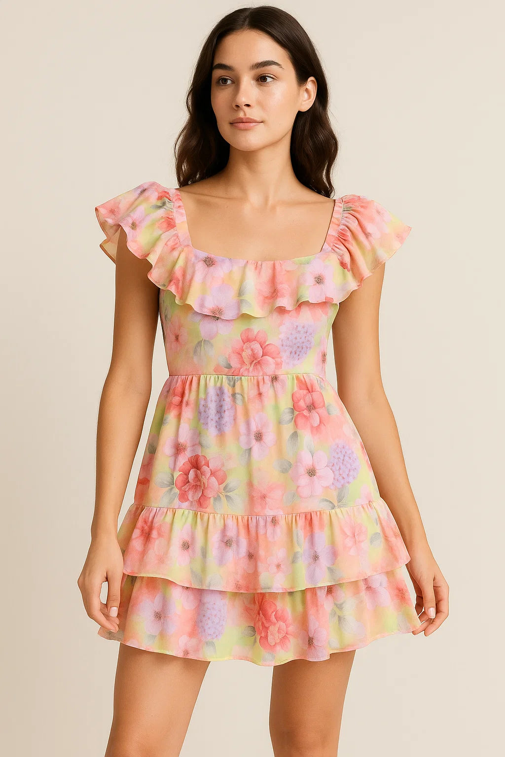 Multi-Color Floral Design Digital Printed Fabric