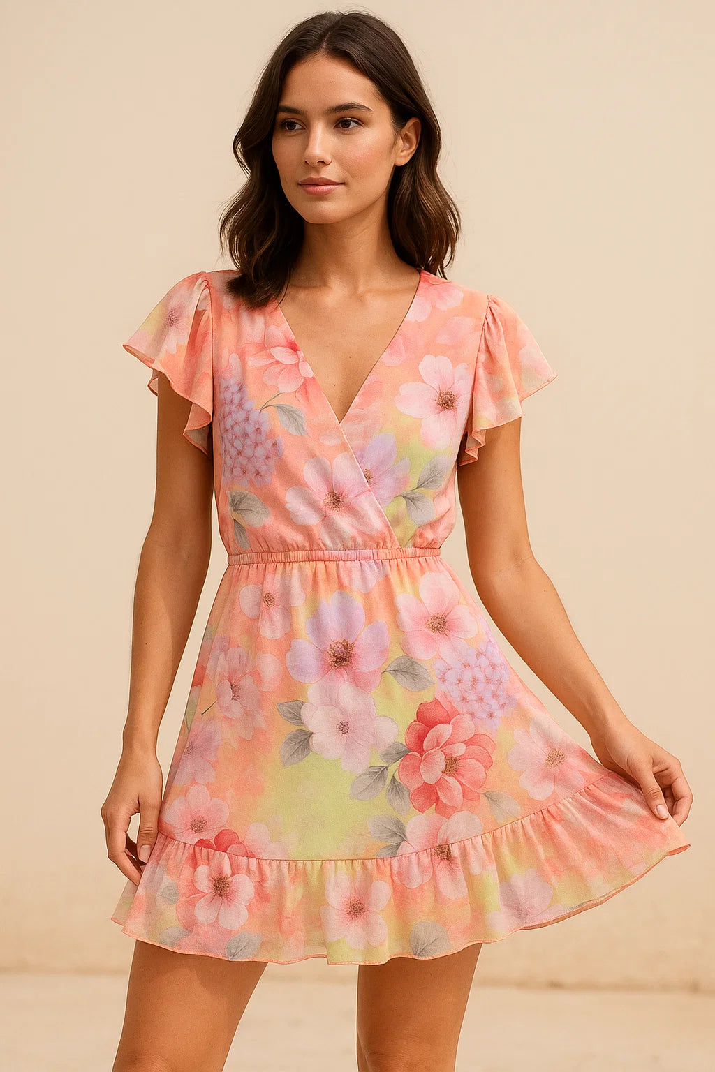 Multi-Color Floral Design Digital Printed Fabric