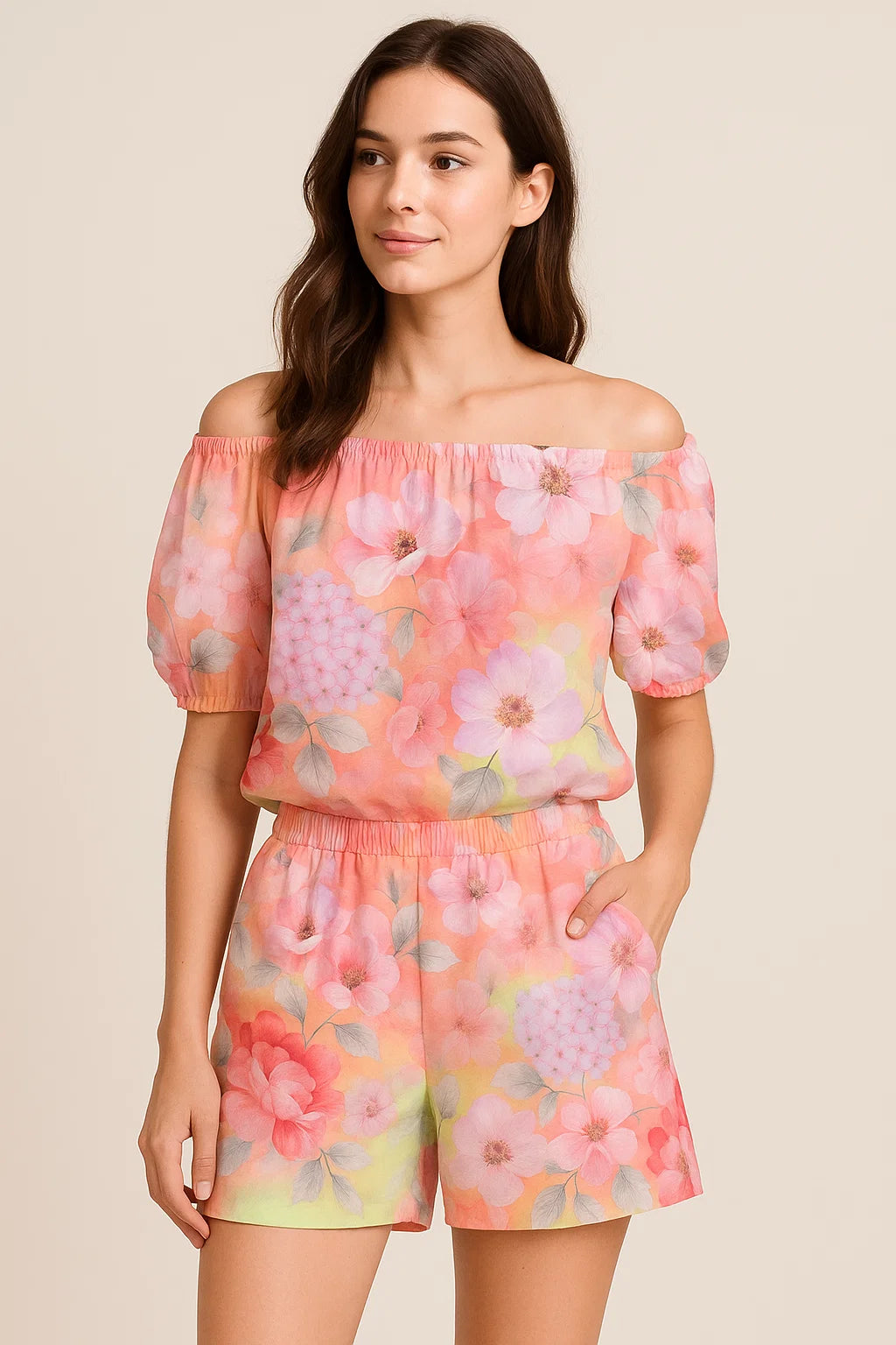 Multi-Color Floral Design Digital Printed Fabric