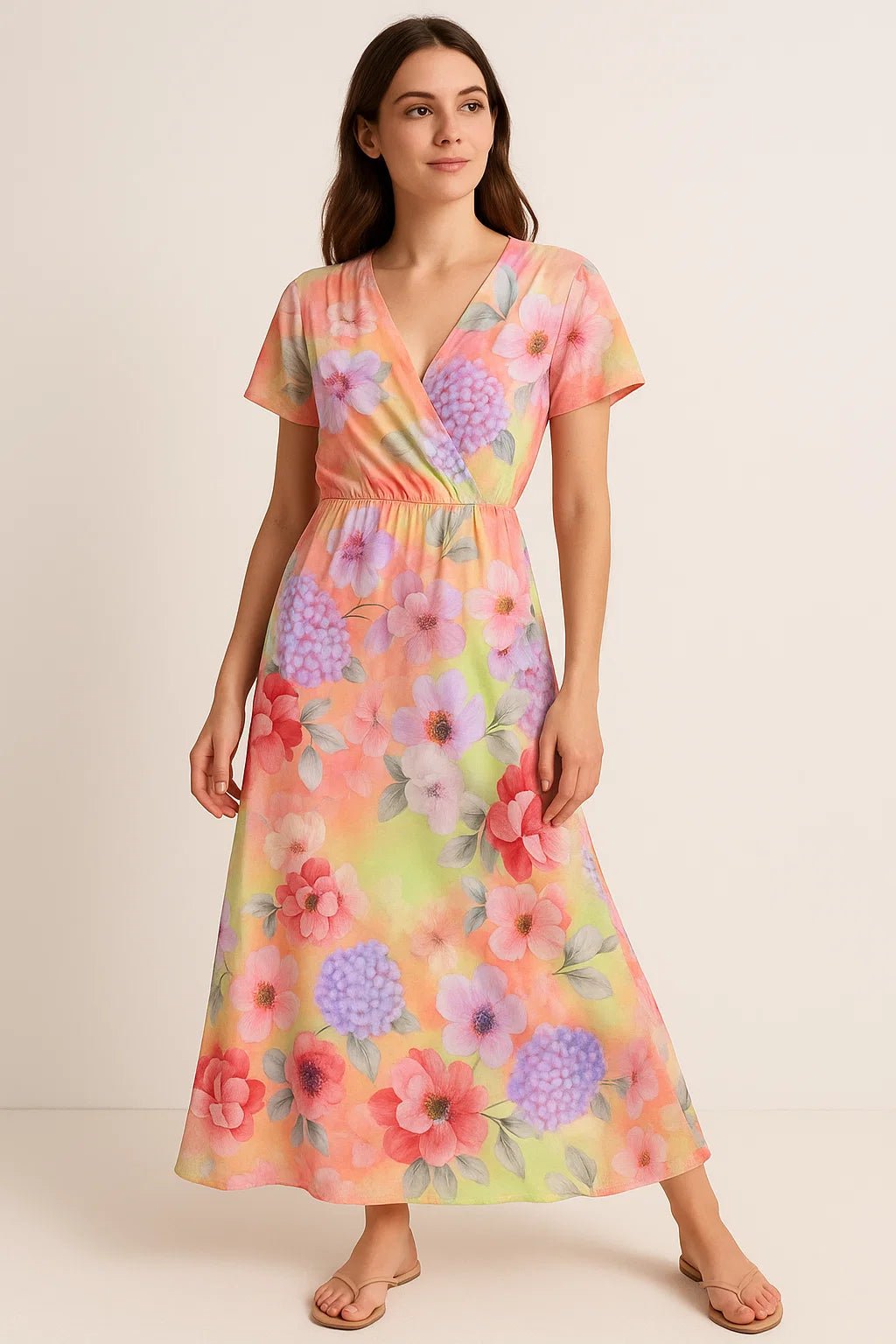 Multi-Color Floral Design Digital Printed Fabric