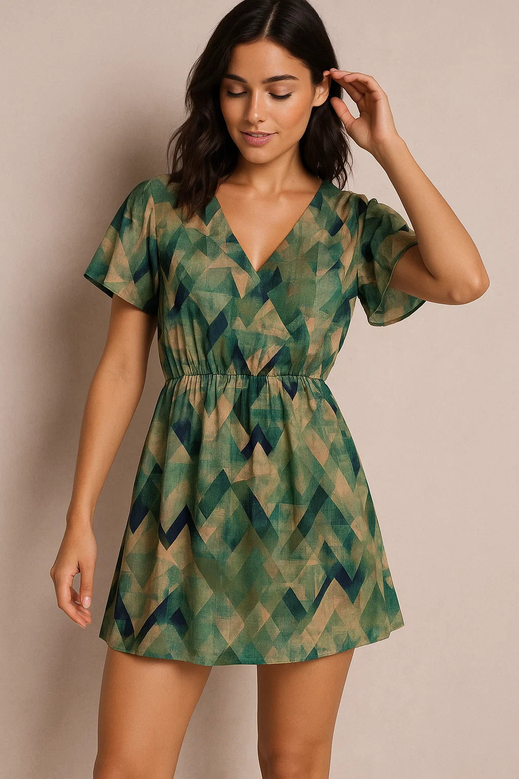 Houndstooth Pattern Digital Printed Fabric