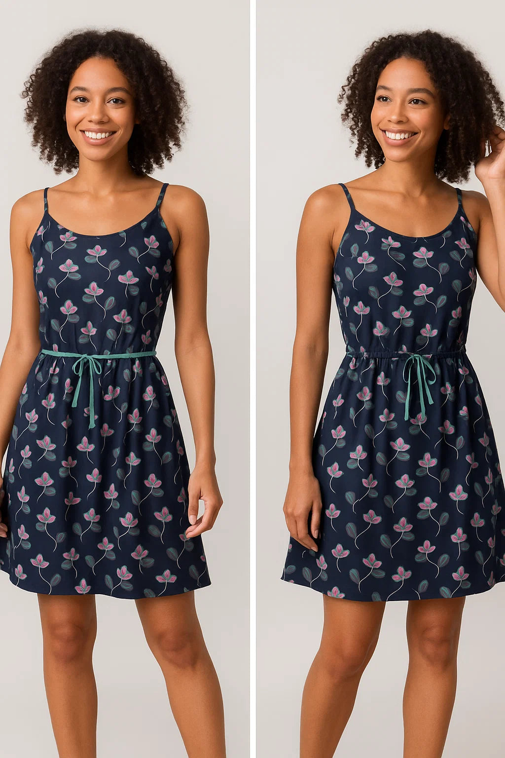 Flowers Floating over Blue Base Digital Printed Fabric