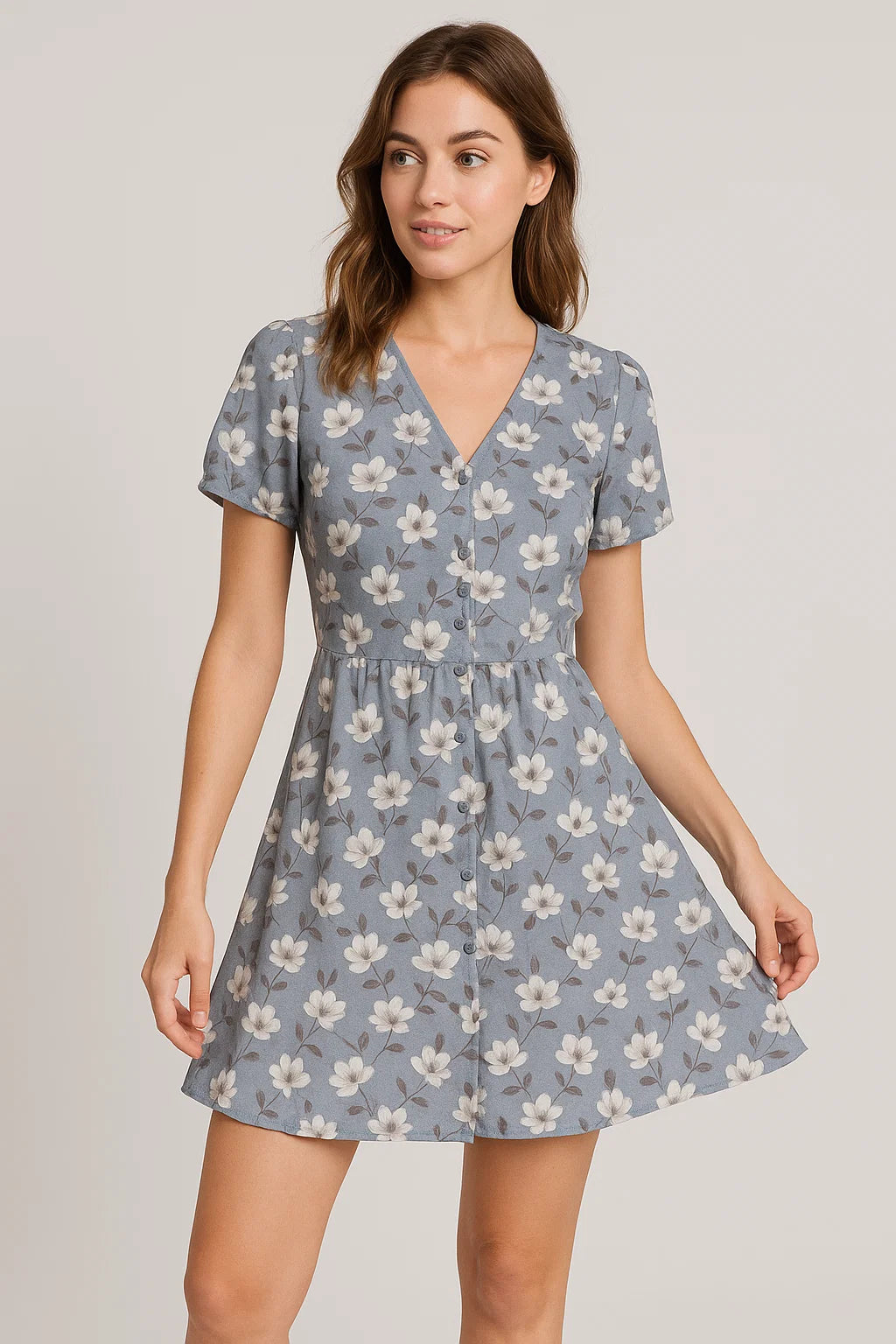 Elegant Floral Ditzy Pattern Digital Printed Fabric