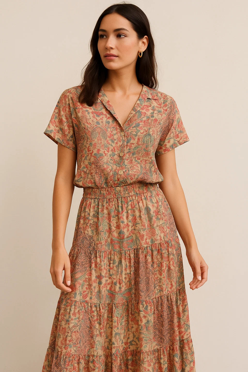 Damask Pattern Digital Printed Fabric